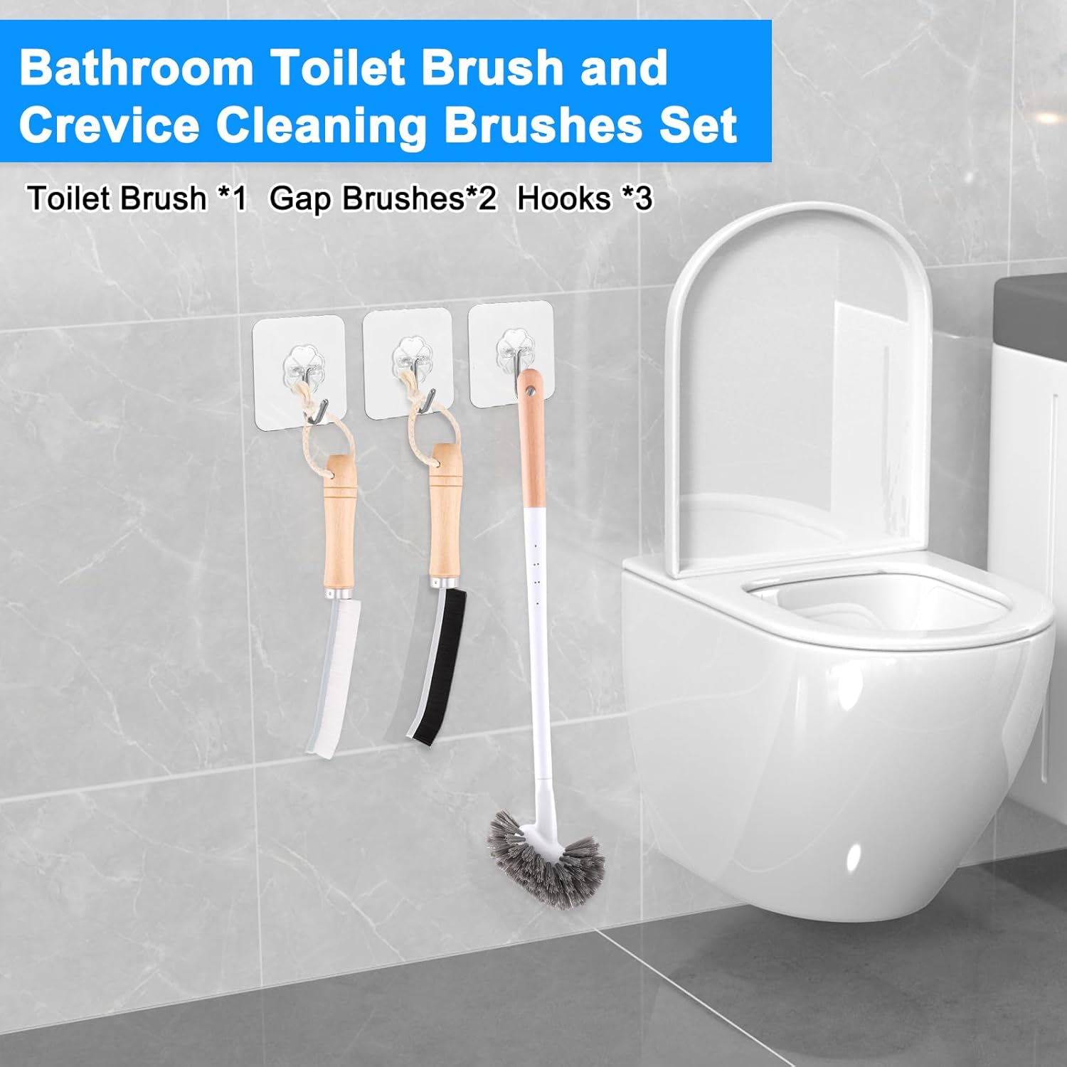 SAYAPE Toilet Brush Set with Crevice Cleaners 3 PCS