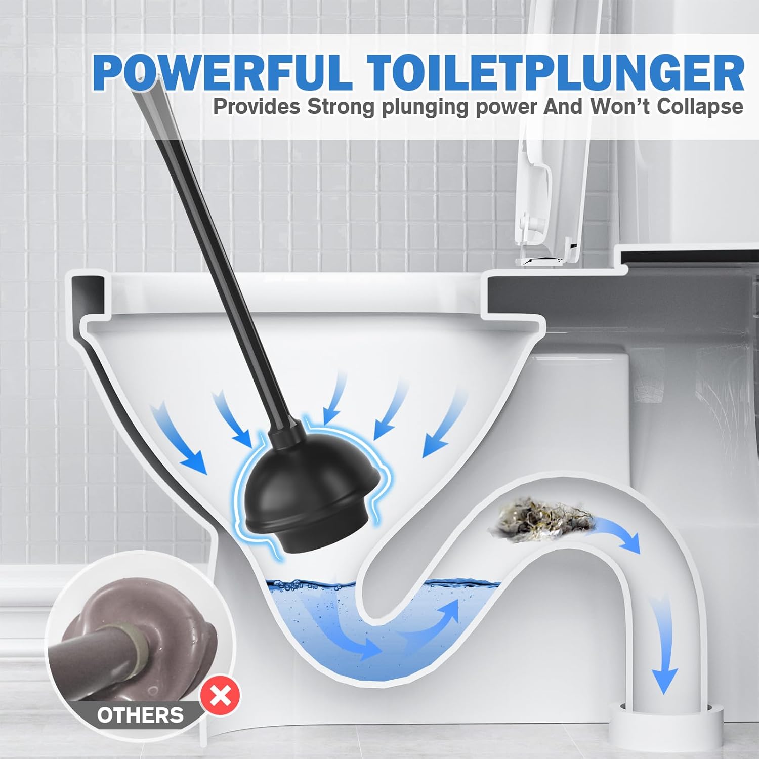 Trenti Toilet Plunger and Brush Set with Holder 2 Pack Black