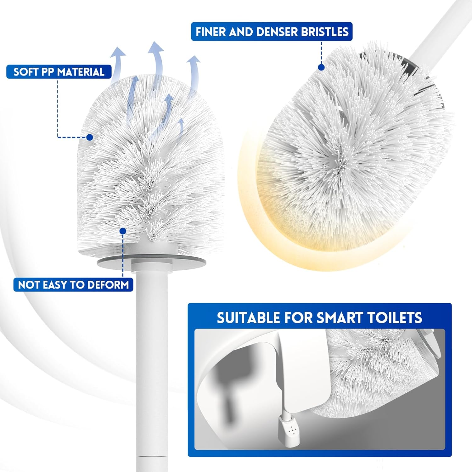 Y-in Hand Toilet Brush and Holder Set - Compact Durable Wall Mountable