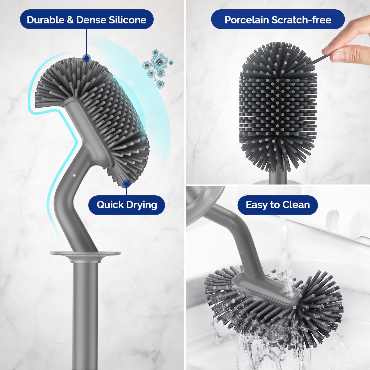HAMITOR Toilet Brush Holder Set Gray