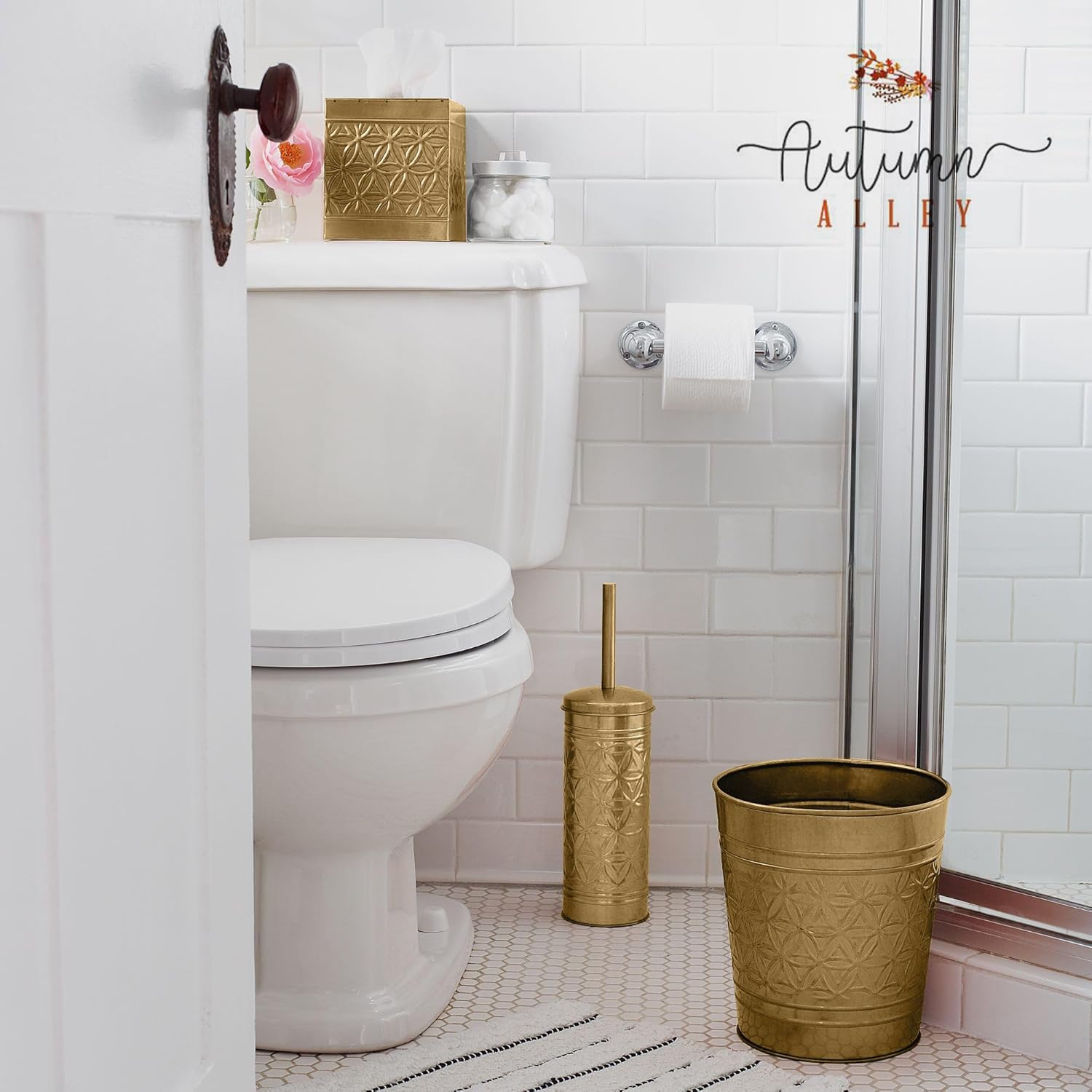 Autumn Alley Brushed Gold Toilet Brush Set