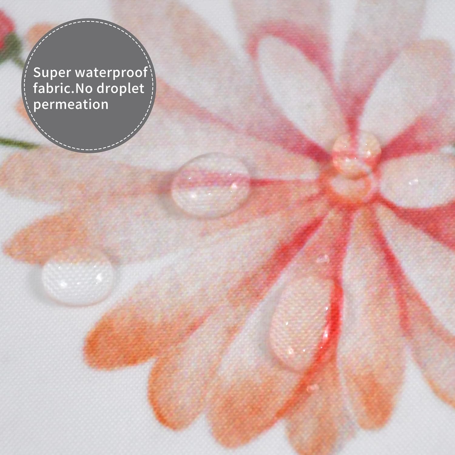 Floral Shower Curtain with Hooks and Waterproof Design