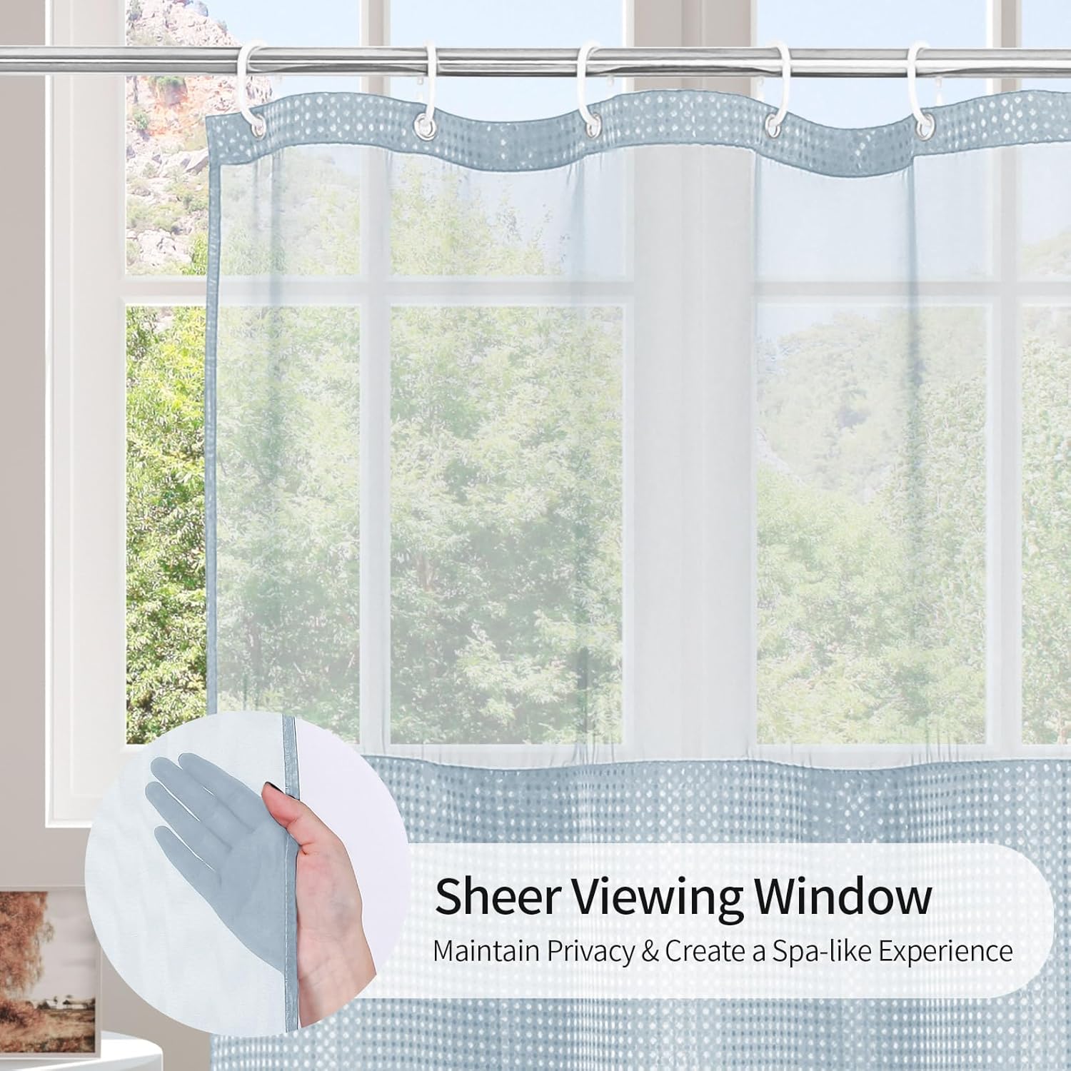 MitoVilla Blue Small Stall Shower Curtain Set