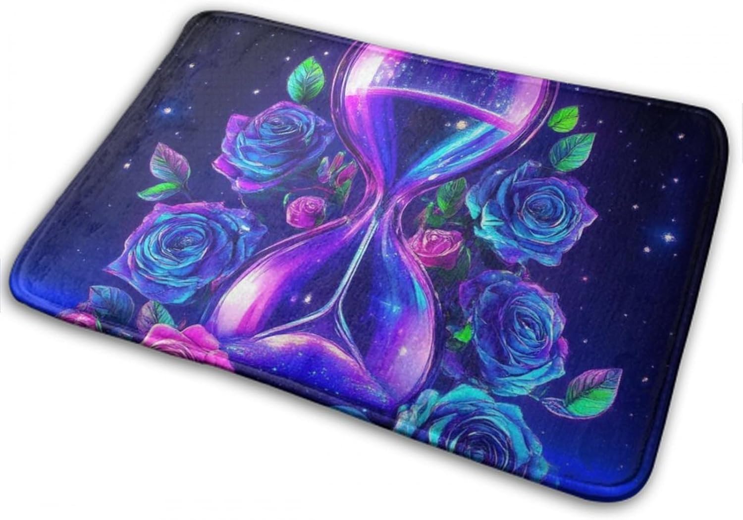 BoomDragon Anti-Slip Bath Mat with Trippy Magic Flowers Art