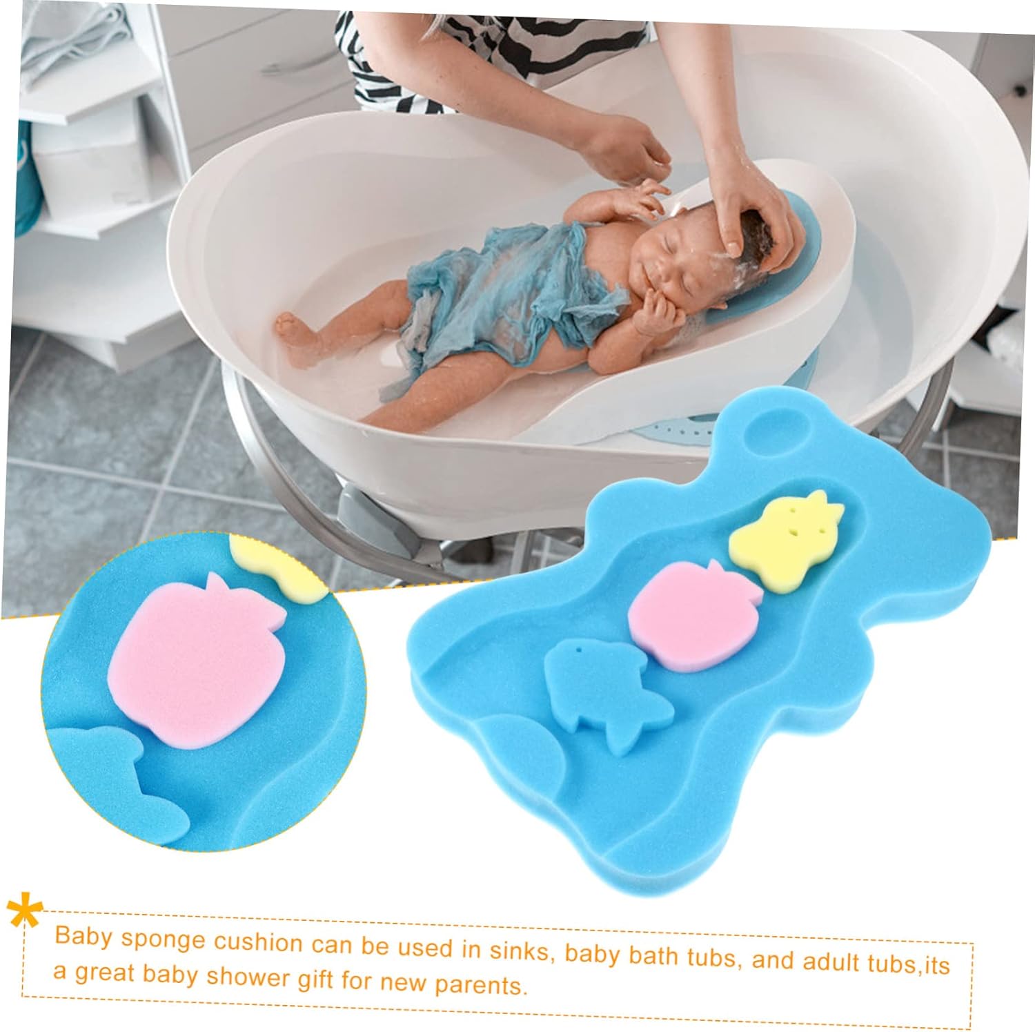 Abaodam Bath Sponge Cushion Non-Slip Mat for Kids