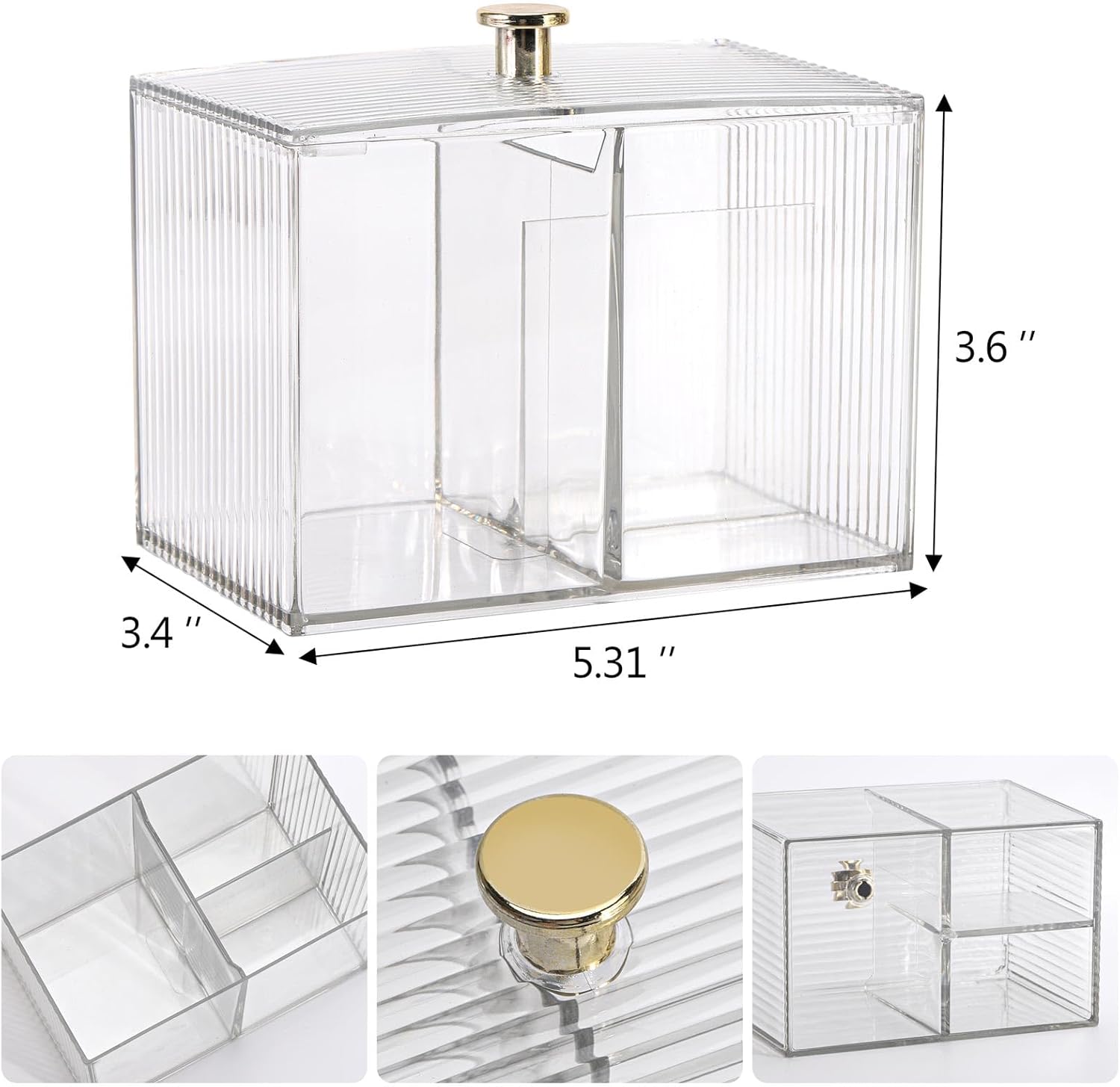 Tbestmax Qtip Holder Dispenser 3 Section Clear Organizer