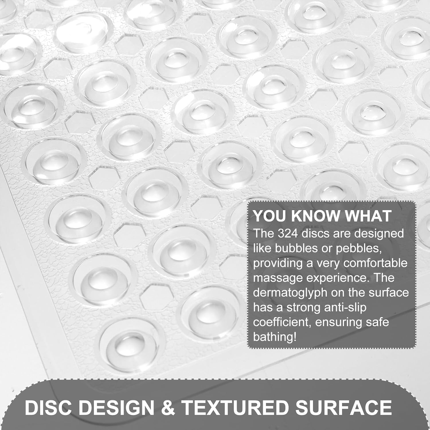 Non Slip Bath Mat with Suction Cups and Drain Holes