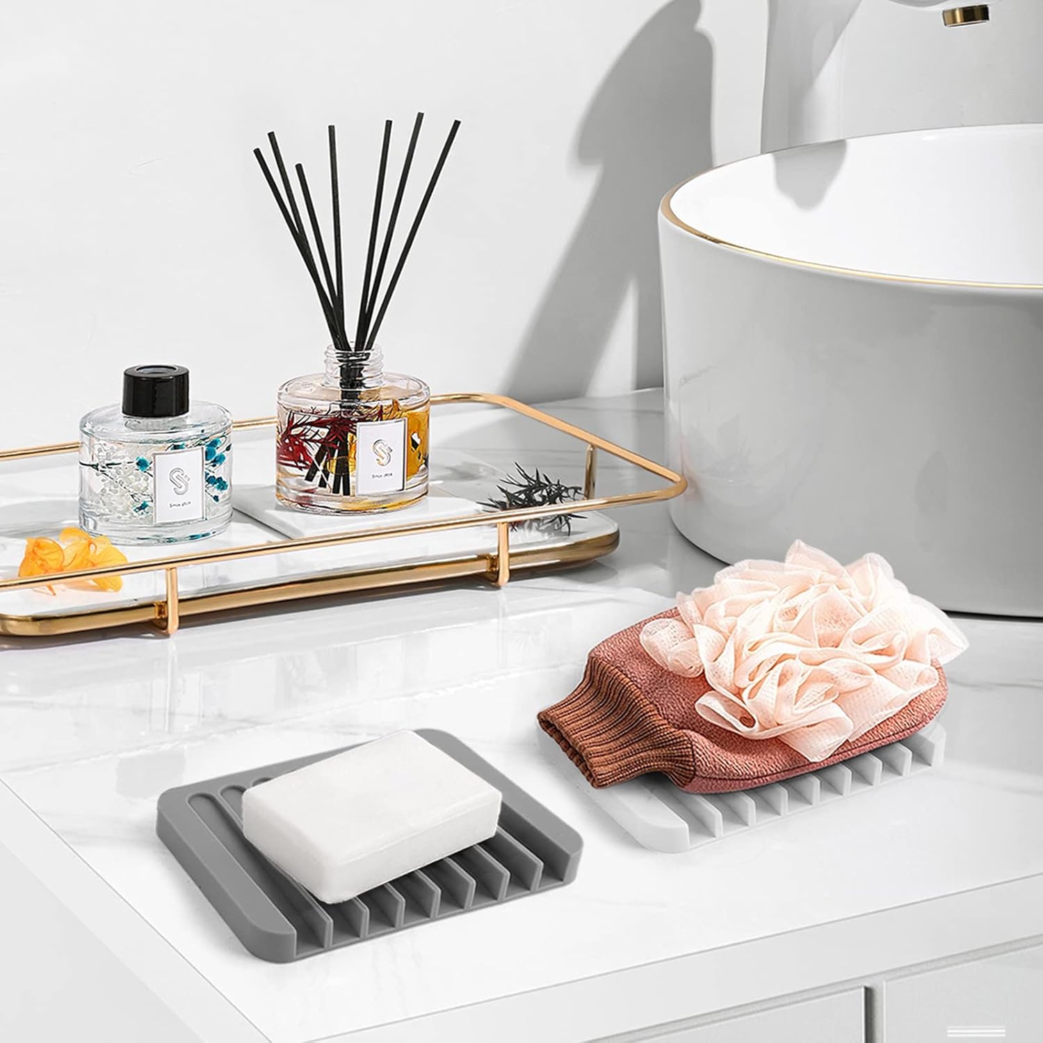 KAJUDA 2PCS Self Draining Soap Dishes with Anti-Slip Design