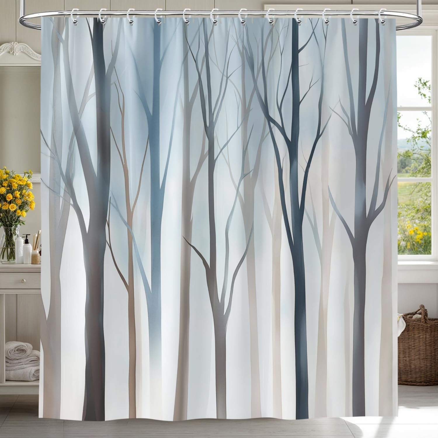 Boho Tree Shower Curtain Set with 12 Hooks 72X72IN
