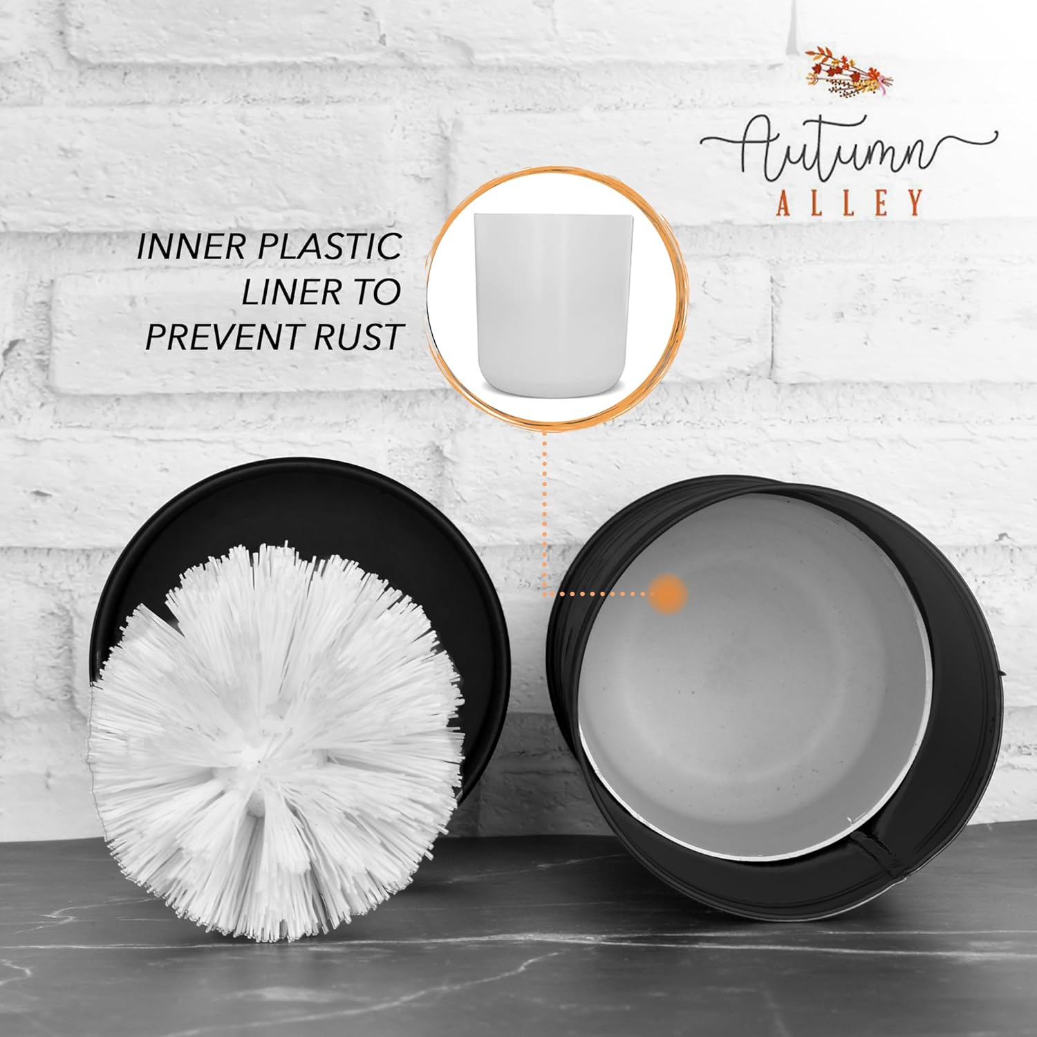 Autumn Alley Matte Black Toilet Brush with Holder Set