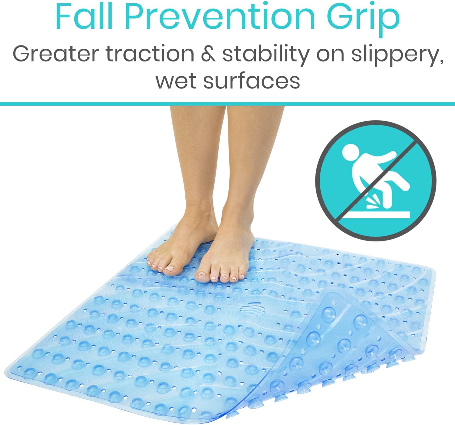 Vive Non-Slip Square Shower Mat with Suction Cups