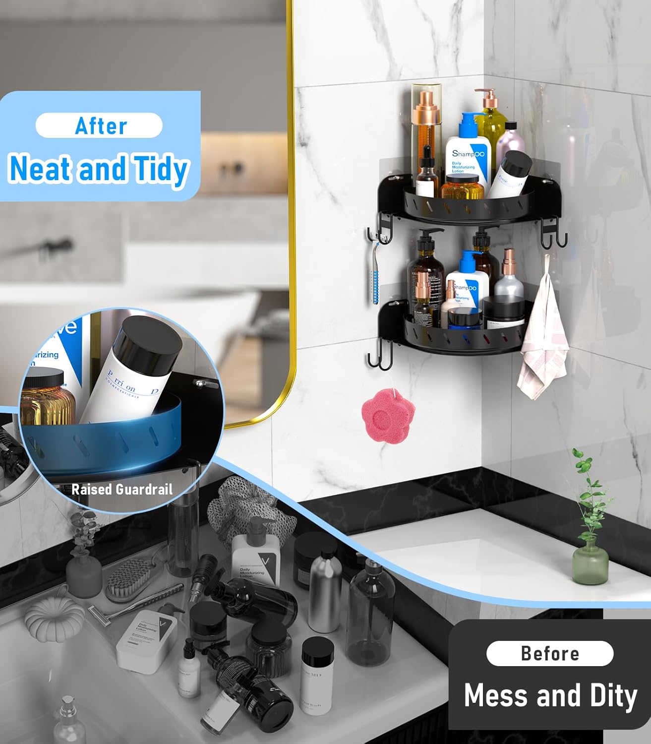 Buways 360 Rotating Corner Shower Caddy 2Pack