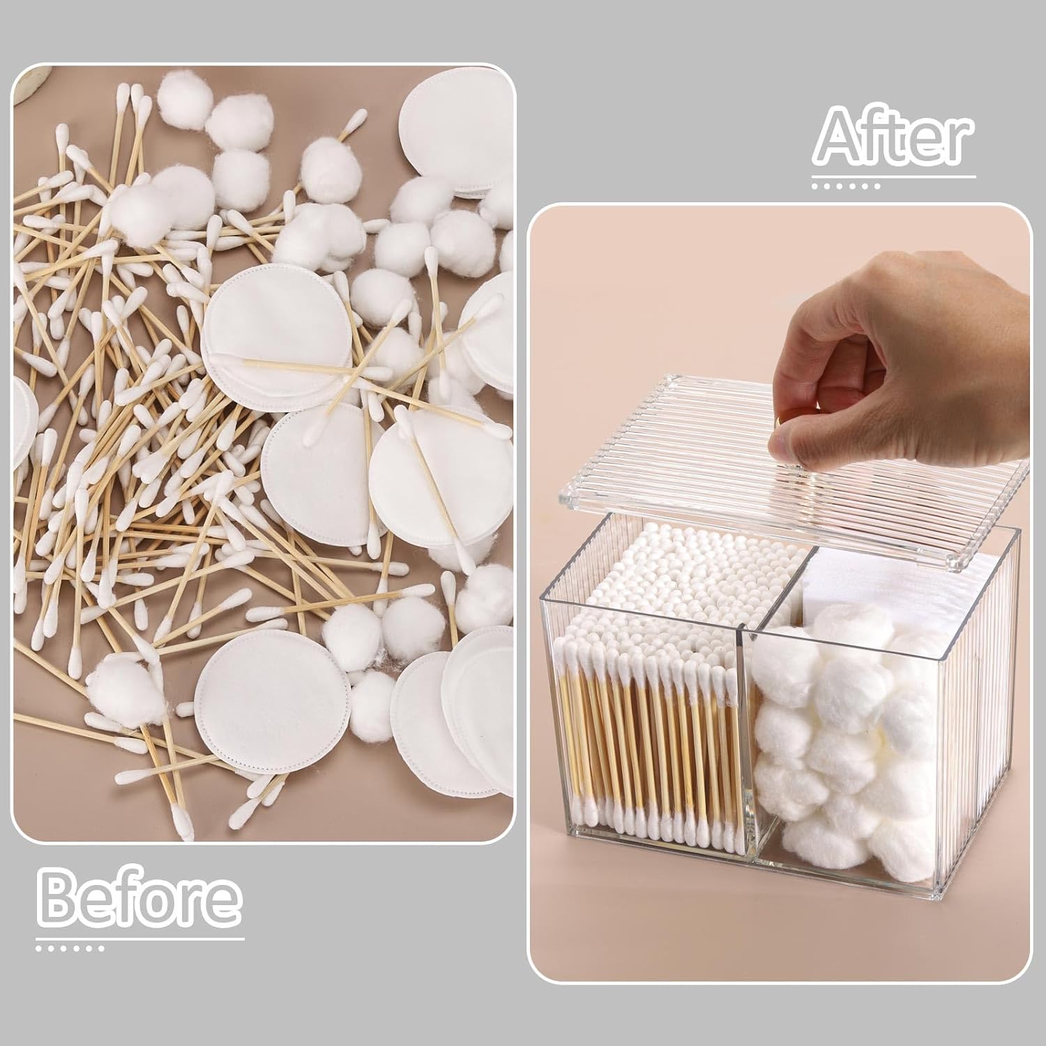 Tbestmax Qtip Holder Dispenser 3 Section Clear Organizer