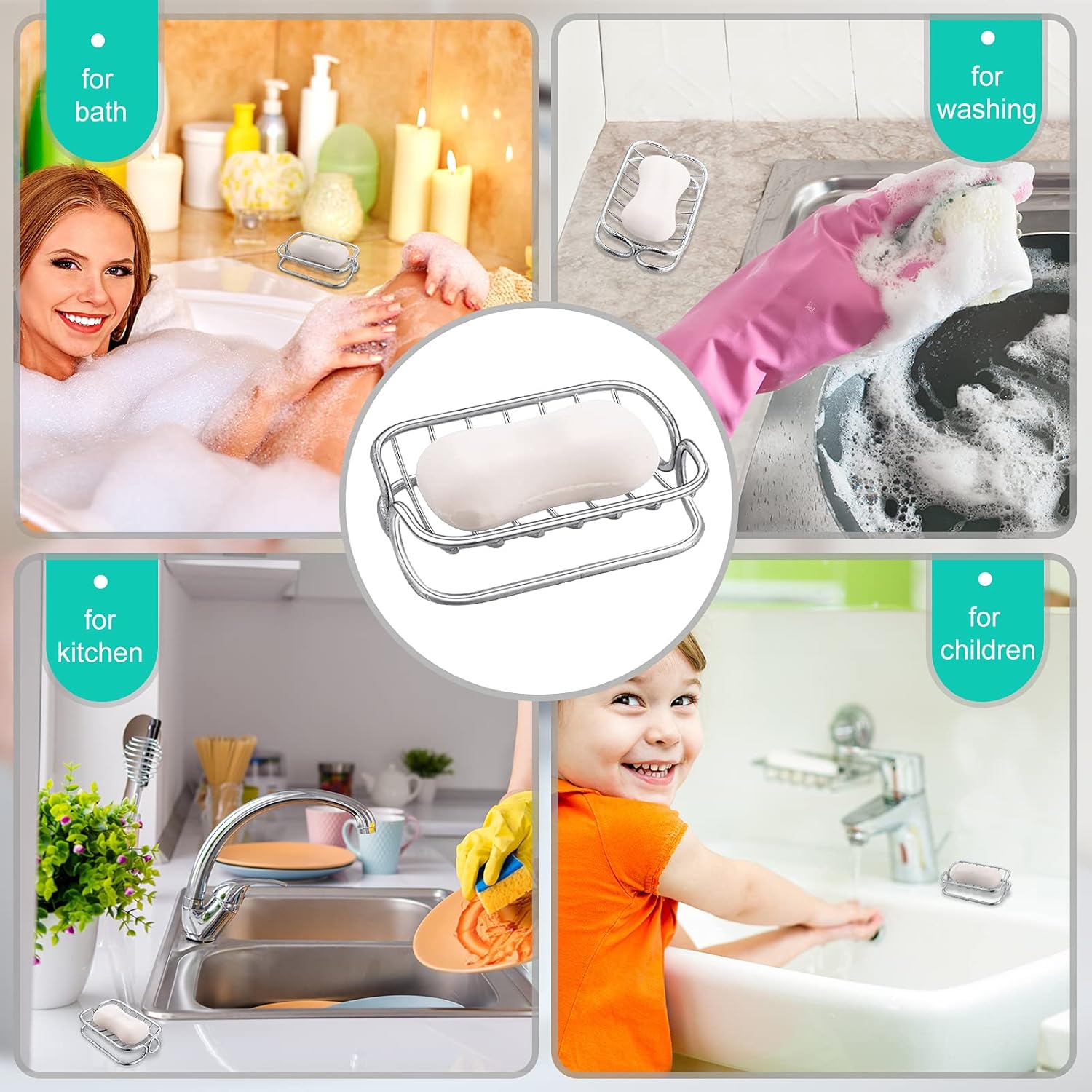 Patelai Stainless Steel Bar Soap Dish Self Draining