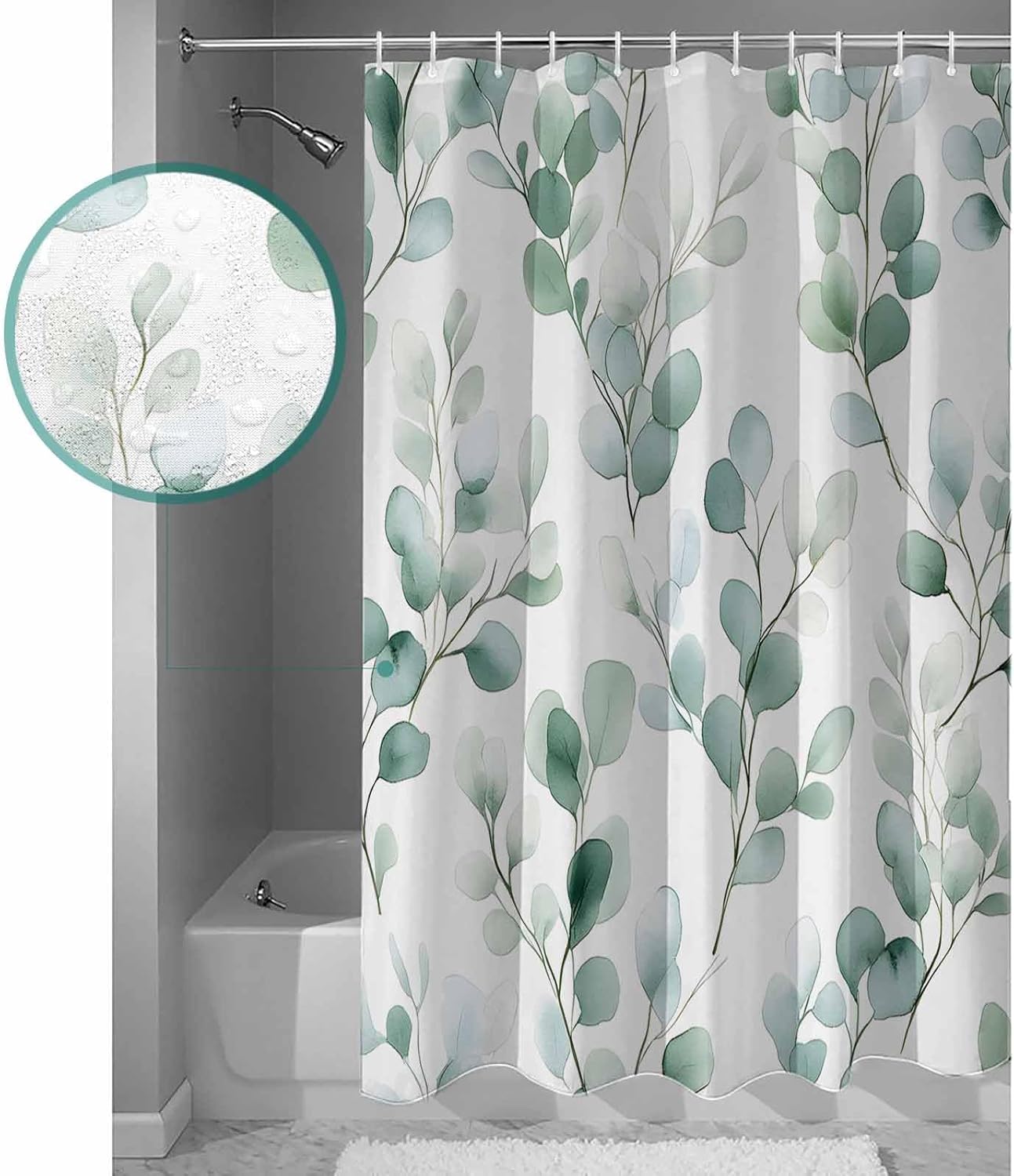 ZOE GARDEN Eucalyptus Shower Curtain Set 72x72