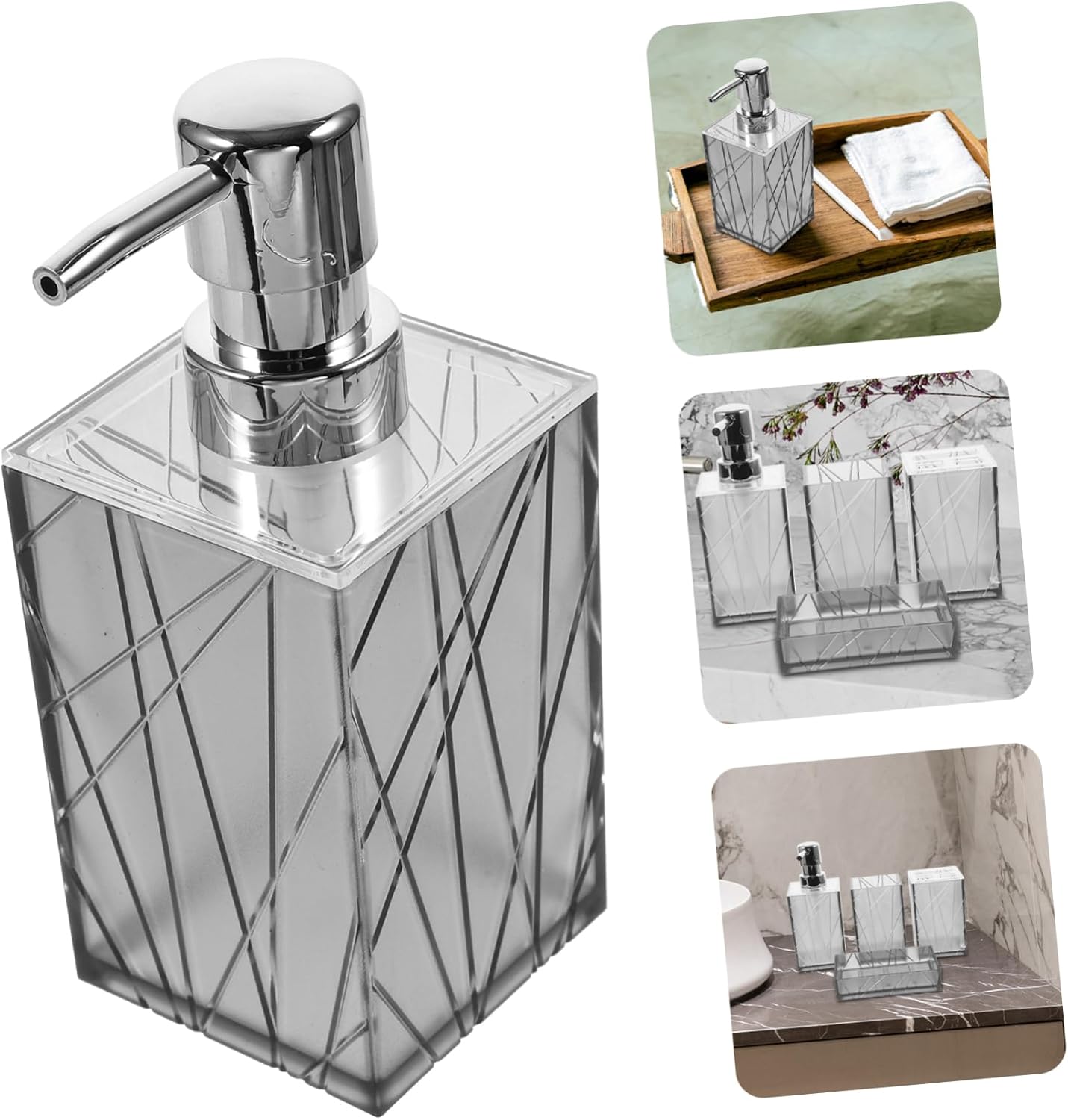 LIFKOME 1Set Transparent Grey Bathroom Accessories 1