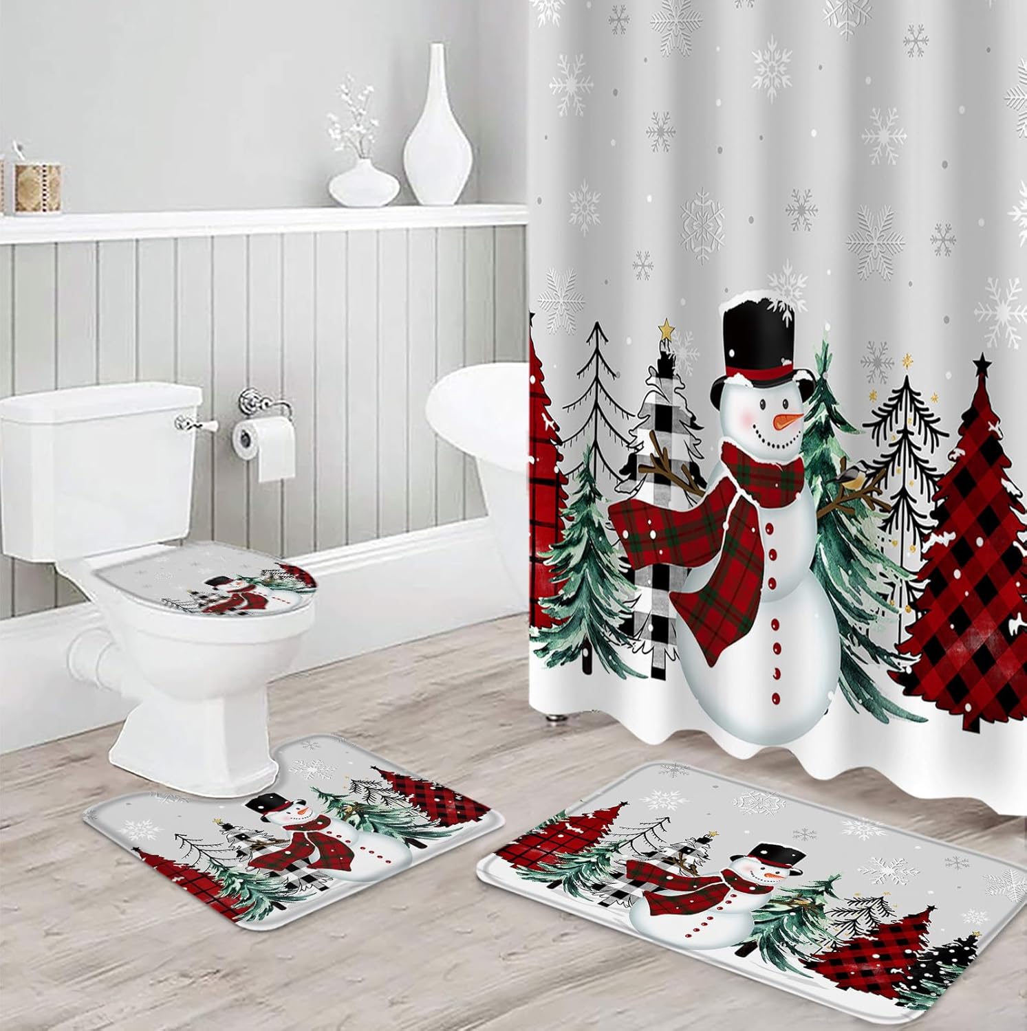 ZOE GARDEN Winter Snowman Shower Curtain Set