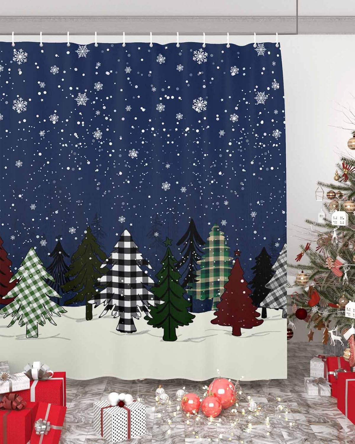 ZOE GARDEN Christmas Tree Shower Curtain Set 72x72