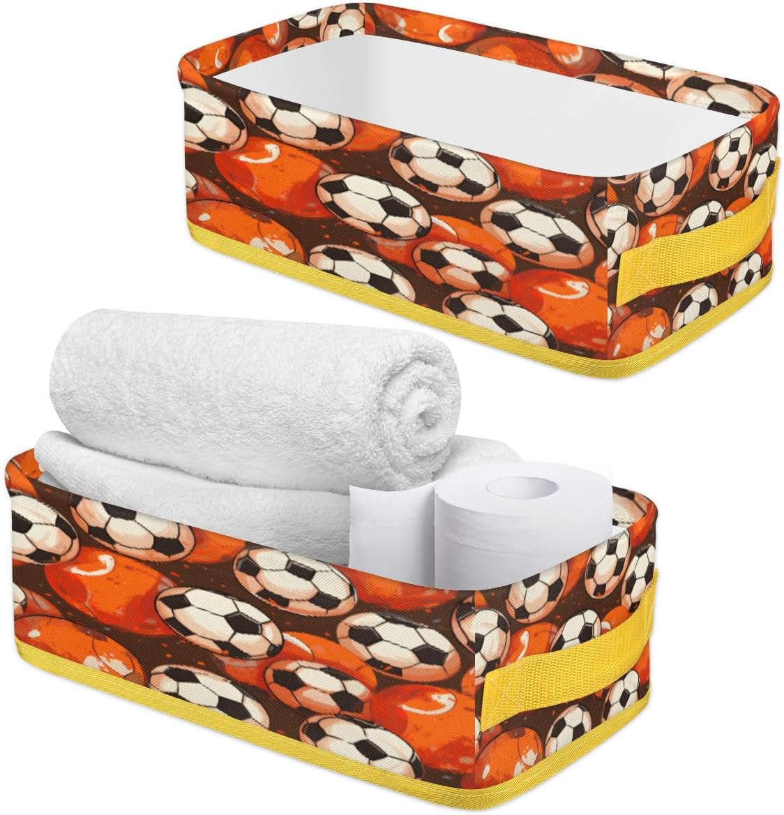 Skonsati Soccer Ball Toilet Paper Storage Basket with Handles