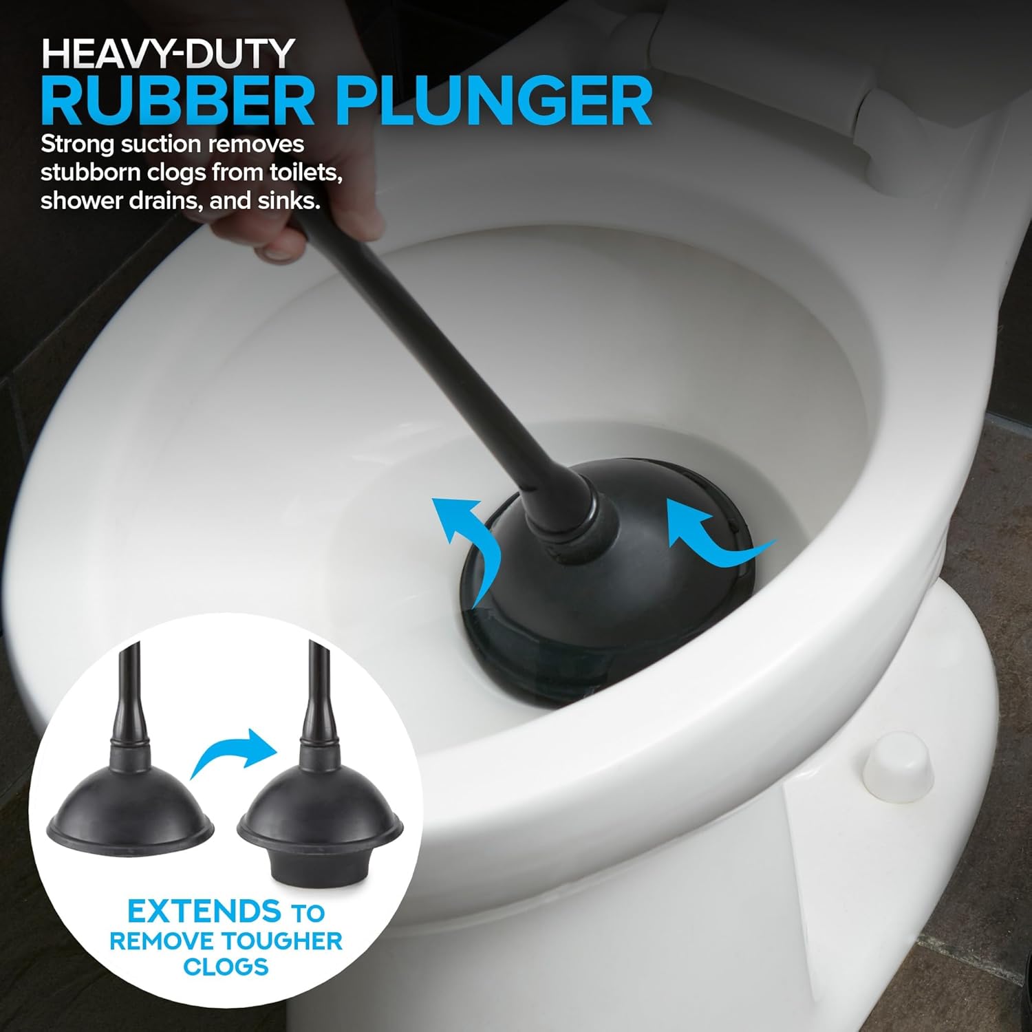 Toilet Plunger and Brush Set - 2 Pack Black
