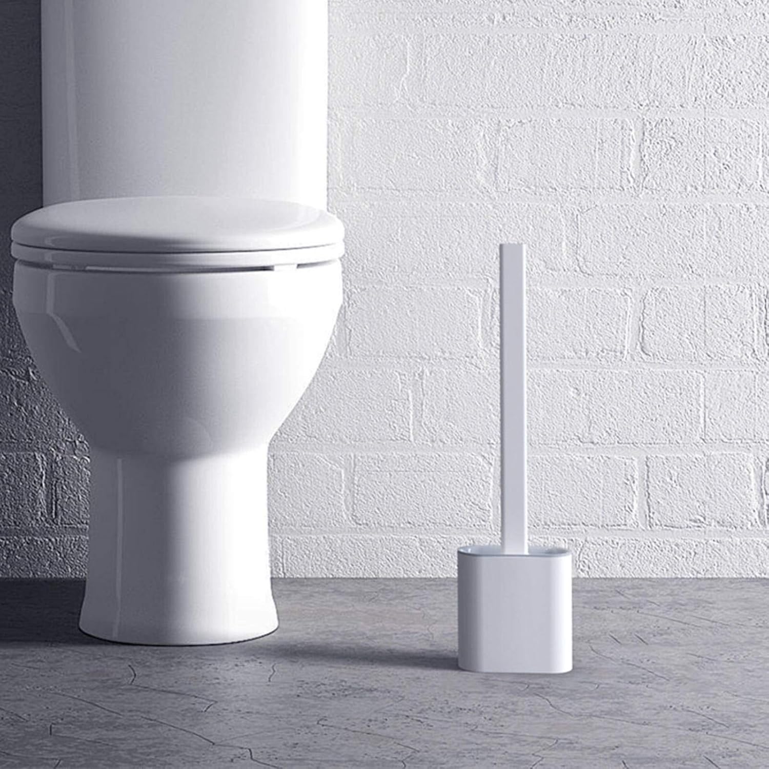MBETA Soft Rubber Toilet Brush with Long Handle and Wall Hanging Design