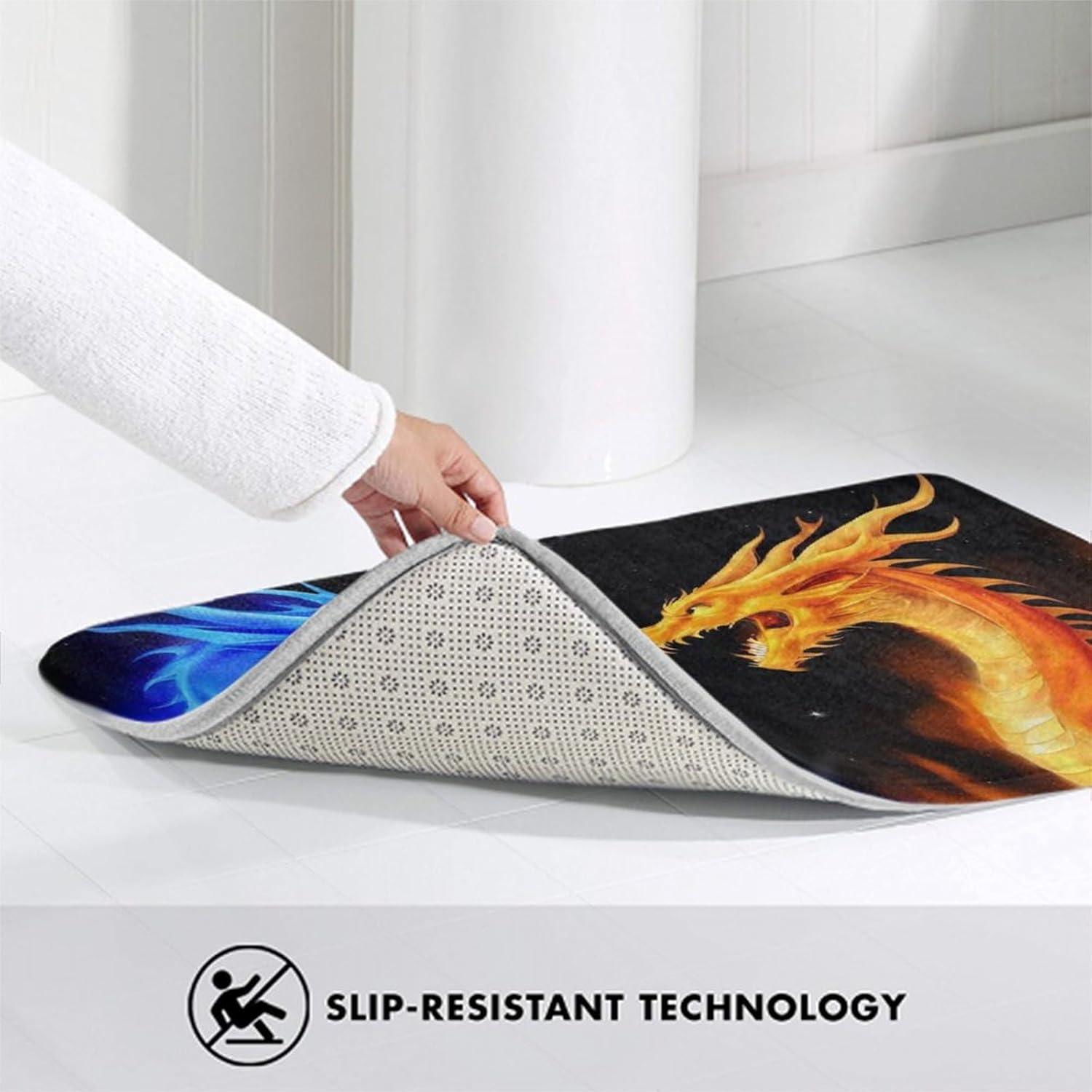 BoomDragon Anti-Slip Bathtub Mat with Quick Drying Absorbent Design