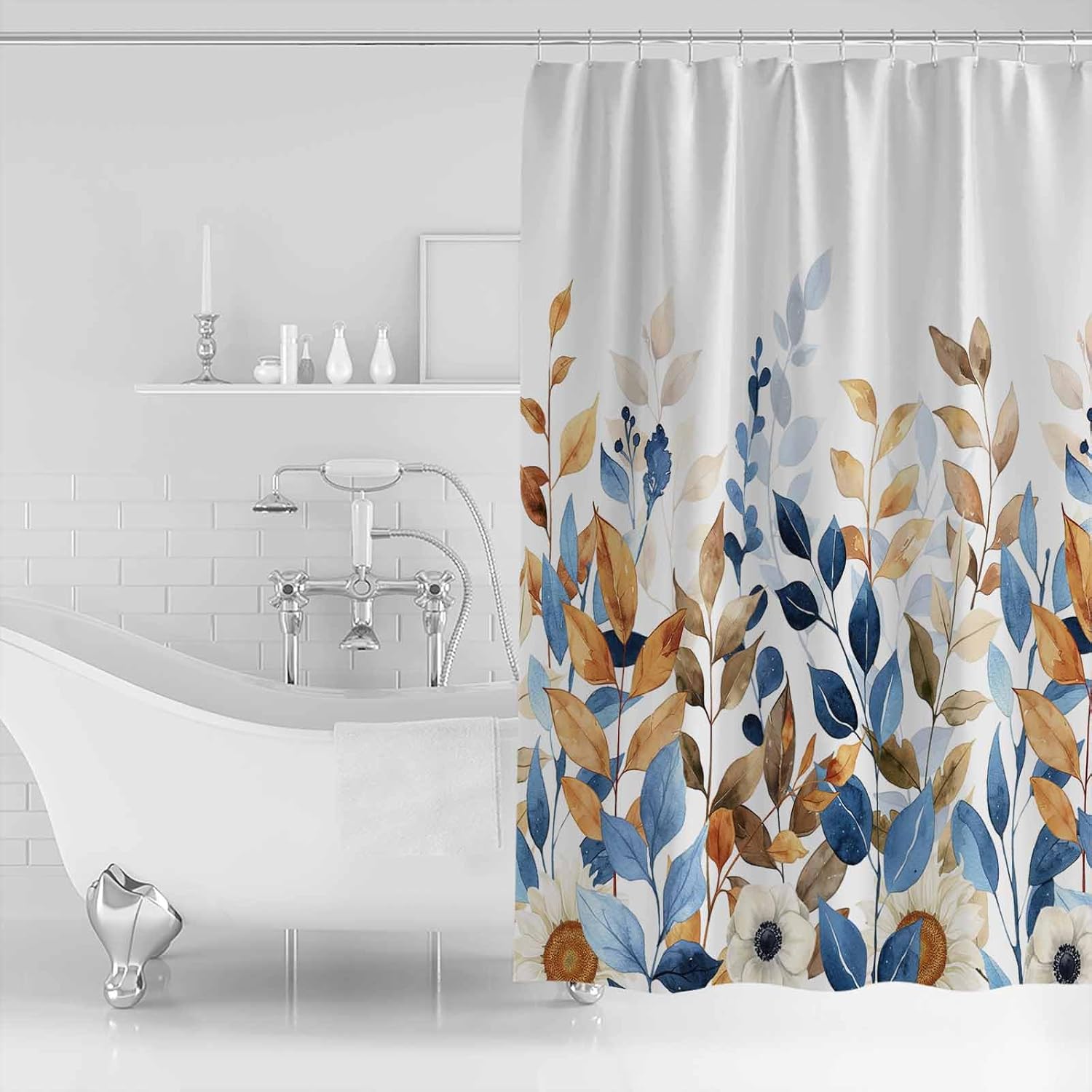 ZOE GARDEN Fall Eucalyptus Shower Curtain Set 1