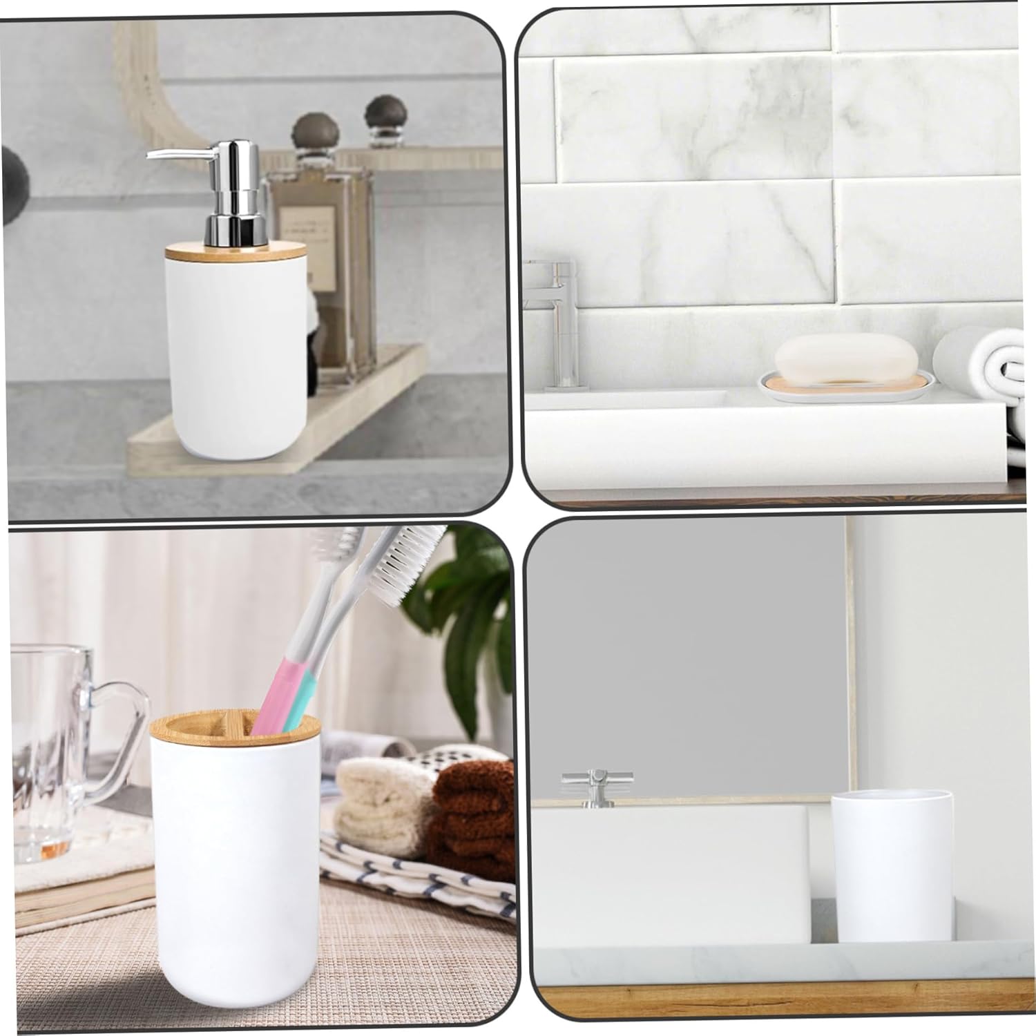 Veesper 4PCS Bathroom Bin and Toilet Brush Set 1