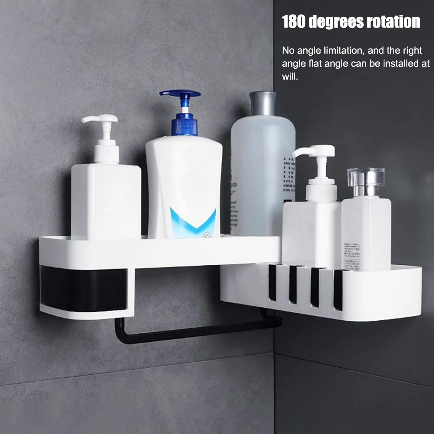 DriKou 180-Degree Rotatable Bathroom Corner Shelf