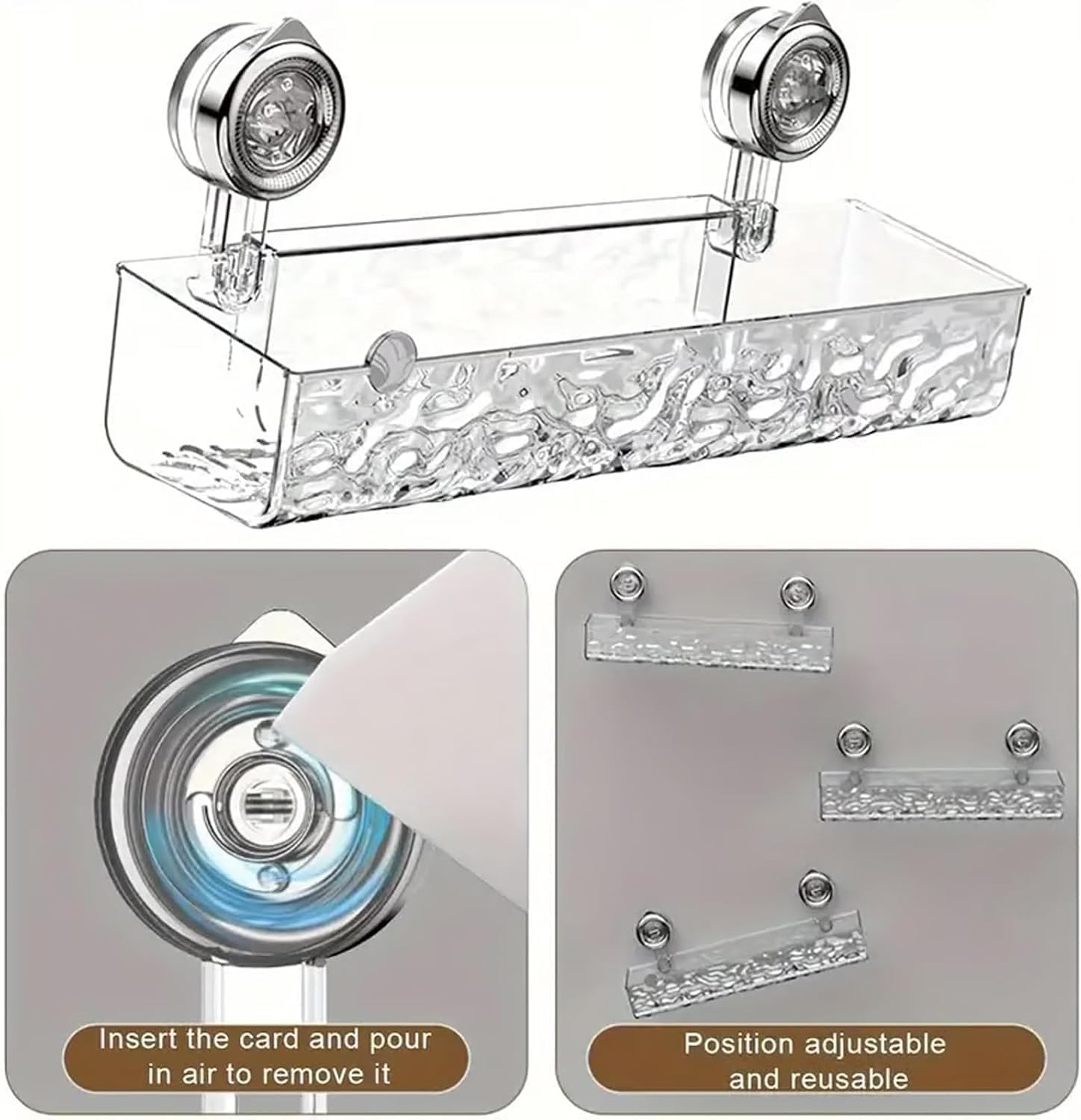No Drill Shower Caddy with Suction Cups and Hooks