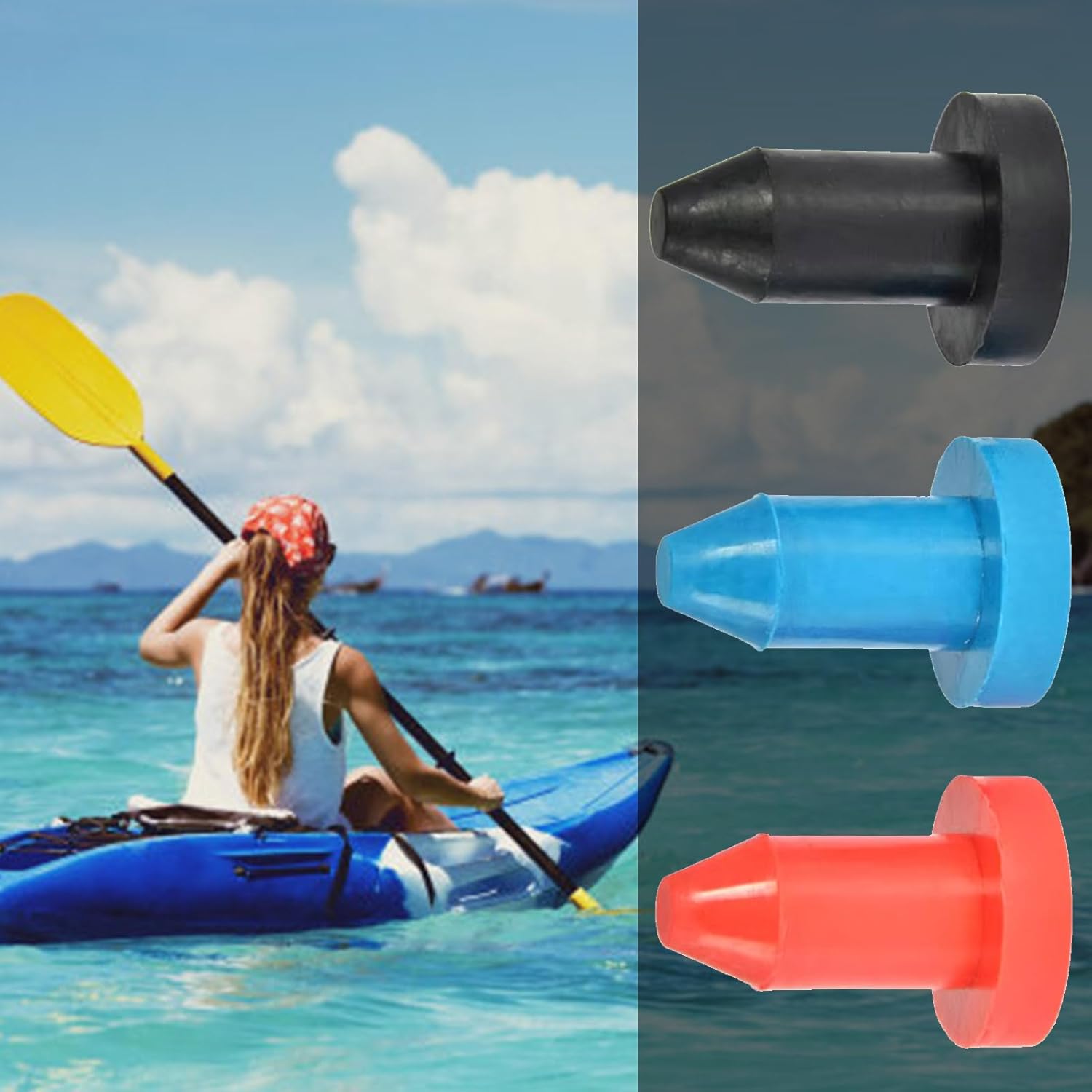 FeiYeup 4PCS Kayak Drain Plugs Set Neoprene Rubber 12 Inch
