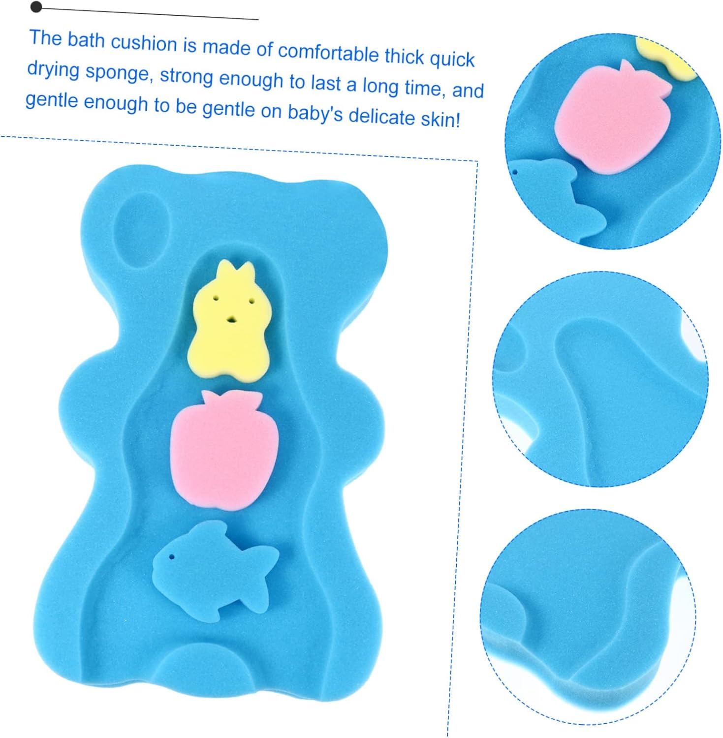 Abaodam Bath Sponge Cushion Non-Slip Mat for Kids