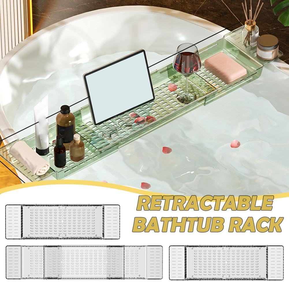 Clear Acrylic Expandable Bathtub Tray with Anti-Slip Design