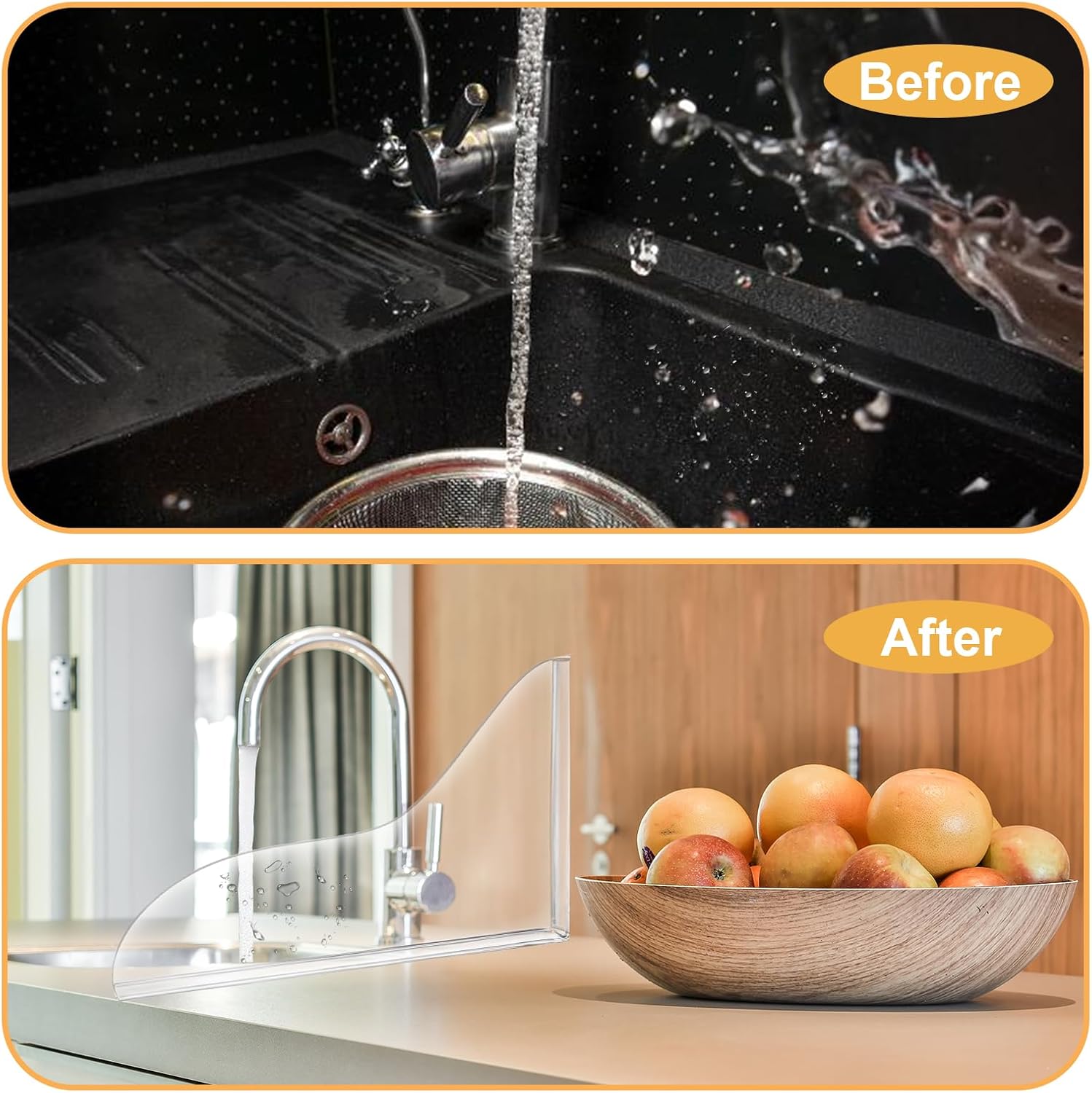 2 Pack Clear Waterproof Shower Splash Guards for Bathtub and Sink