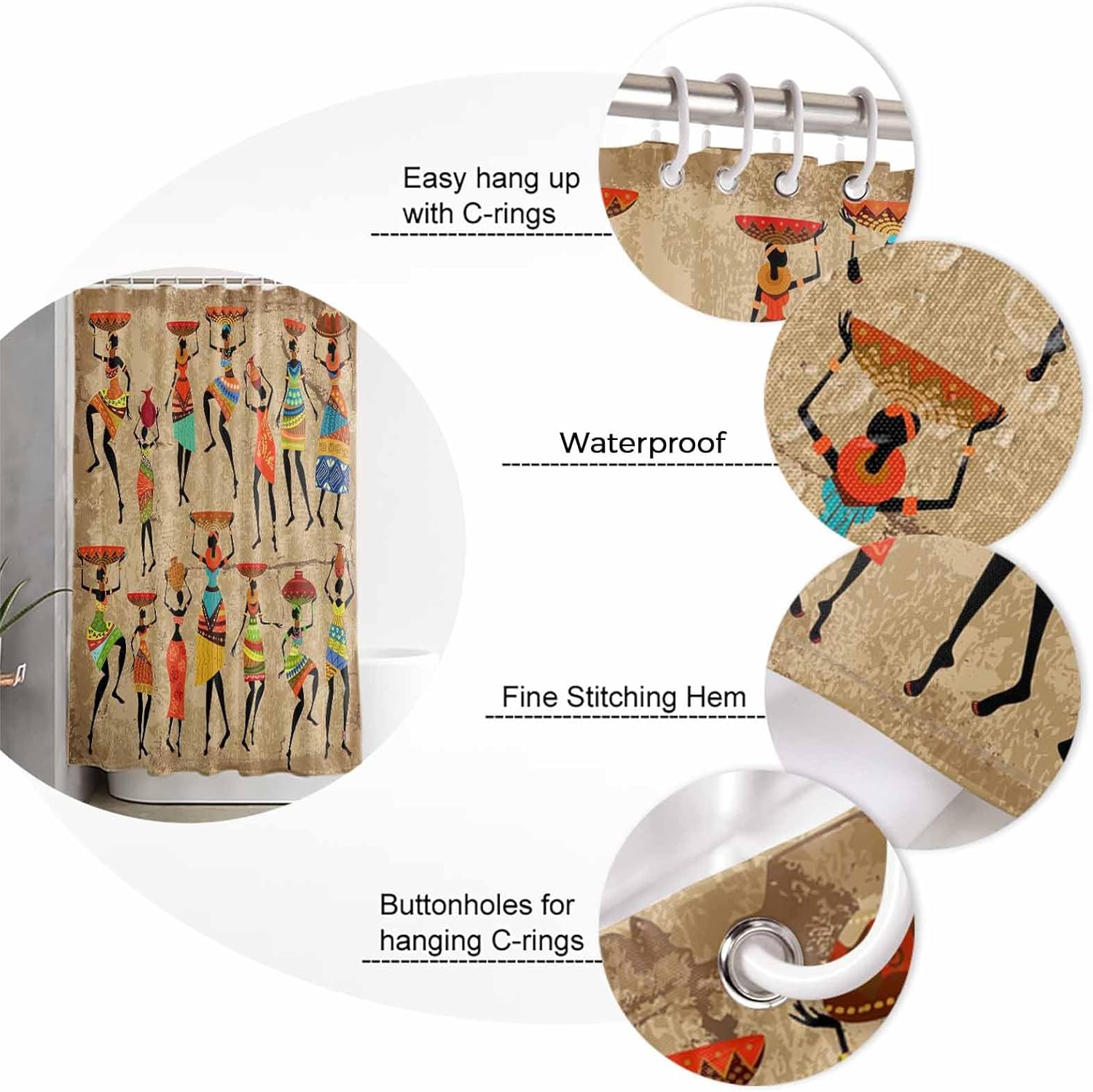 ZOE GARDEN African Women Bohemian Bathroom Set