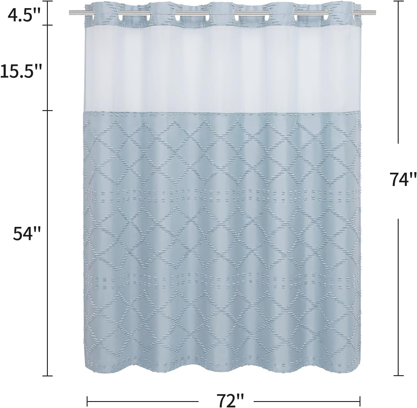 Boho FogBlue Woven Fabric Shower Curtain 72x74