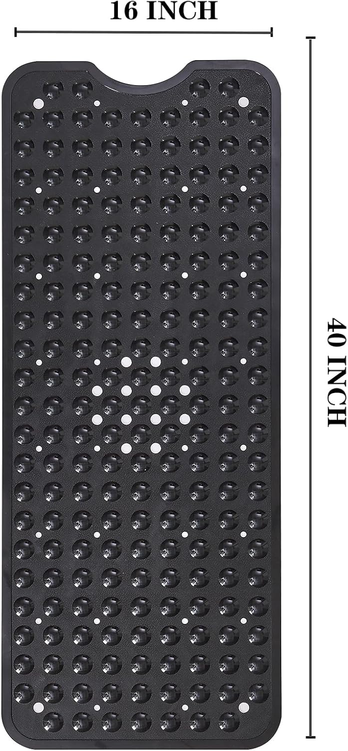 Yanzifly Extra Large Non-Slip Silicone Bath Mat - Black