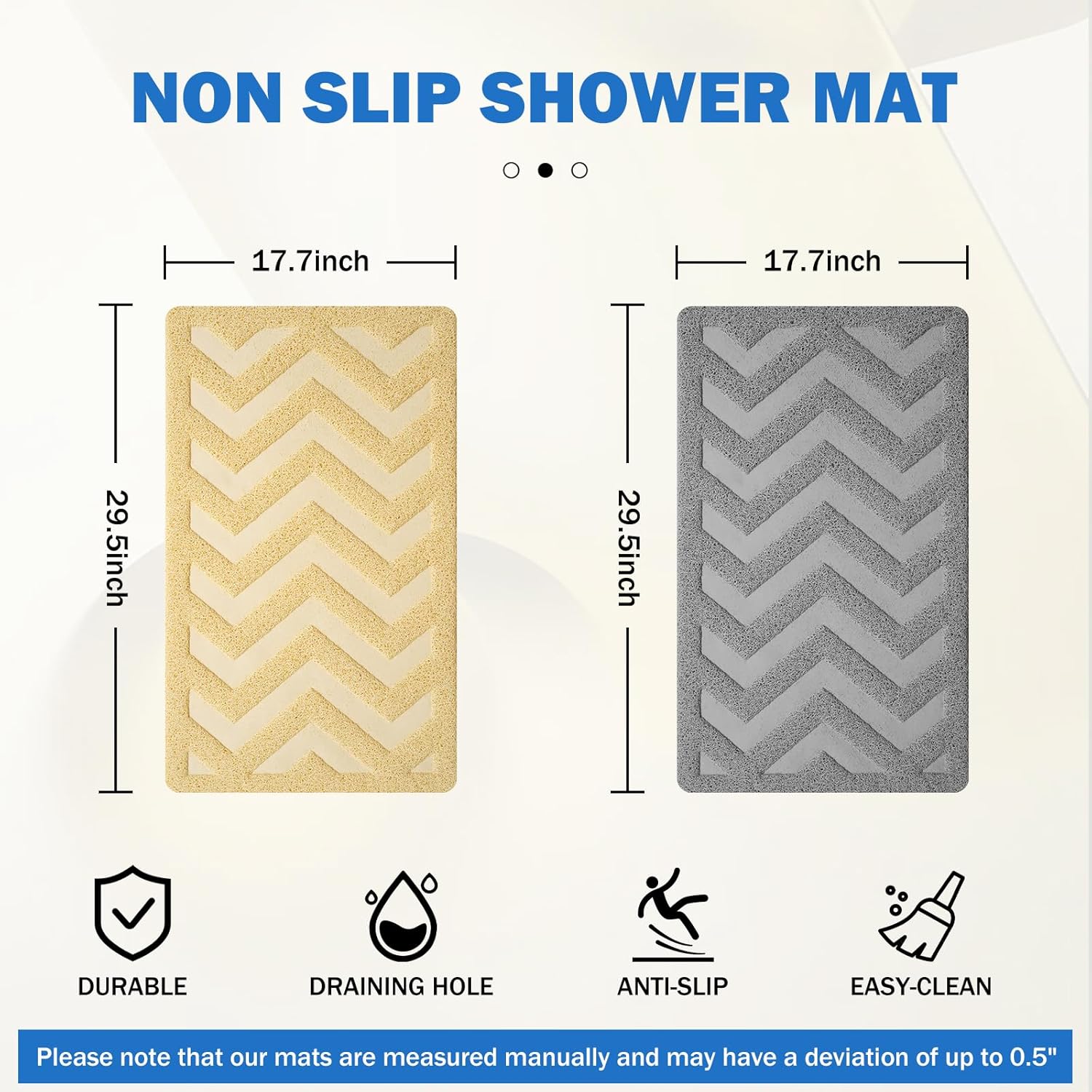 YDKGL Gray Non Slip Bathtub Mat 18x30in