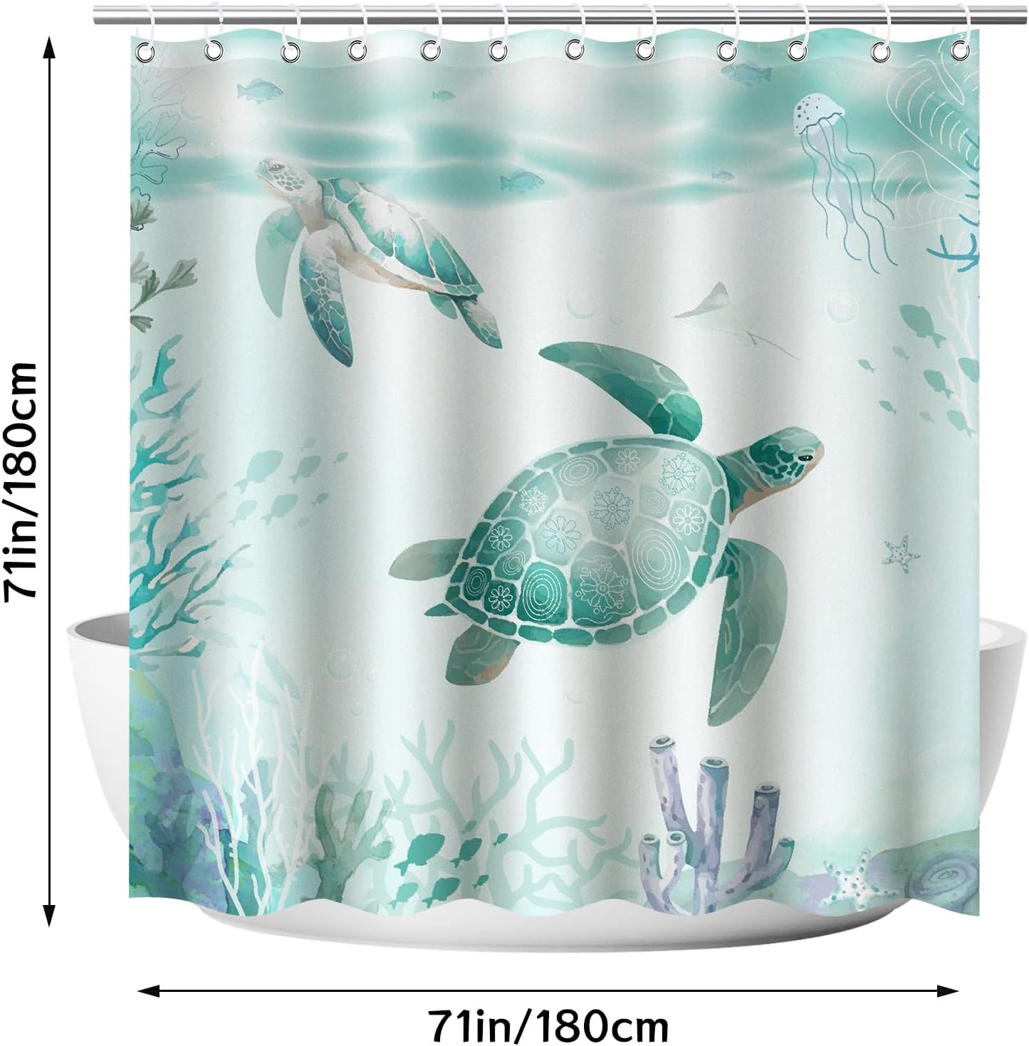 LSYDCARM Sea Turtle Shower Curtain 71x71 Waterproof