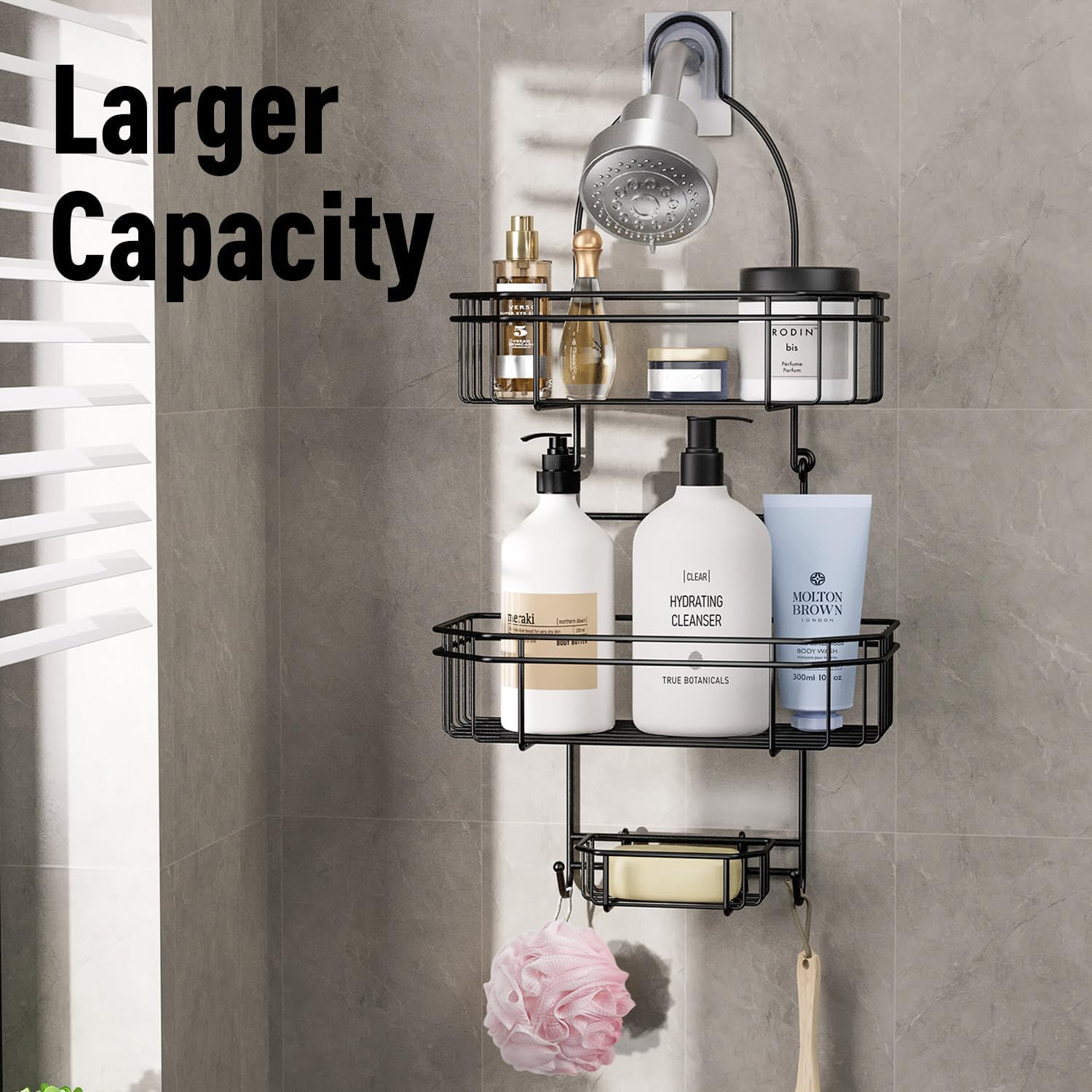 LEEDA 3-Tier Hanging Shower Caddy with Soap Basket