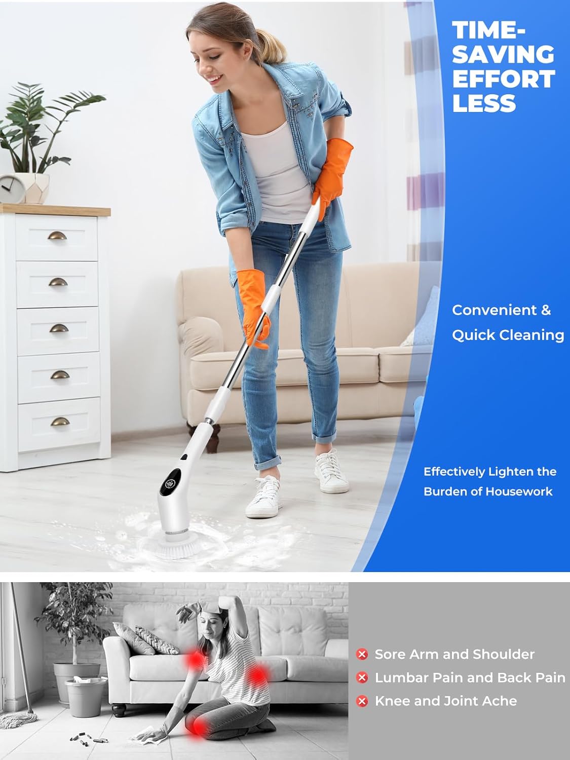 WYBQ Electric Spin Scrubber with Long Handle