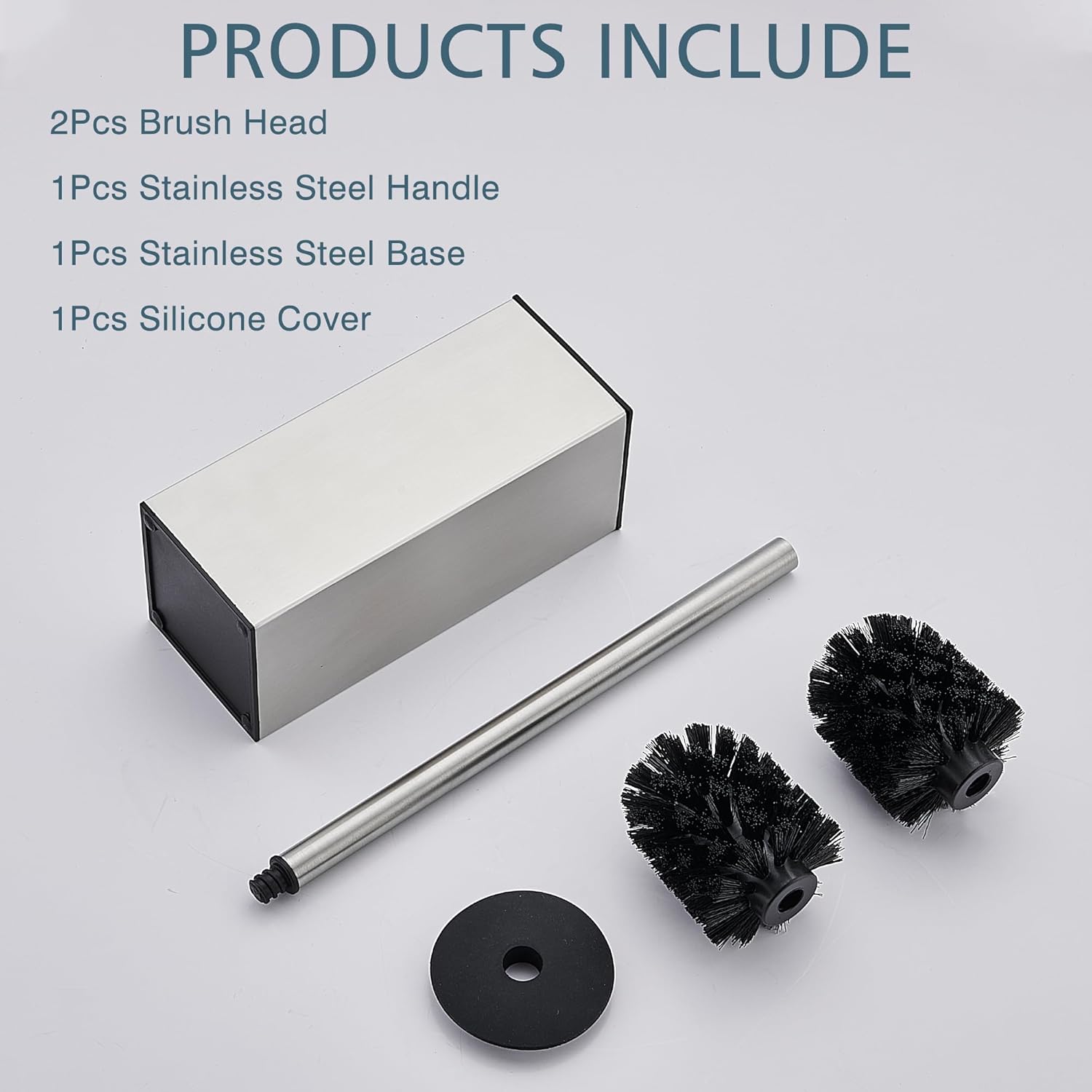 FORIOUS Toilet Brush and Holder Set with 2 Brush Heads