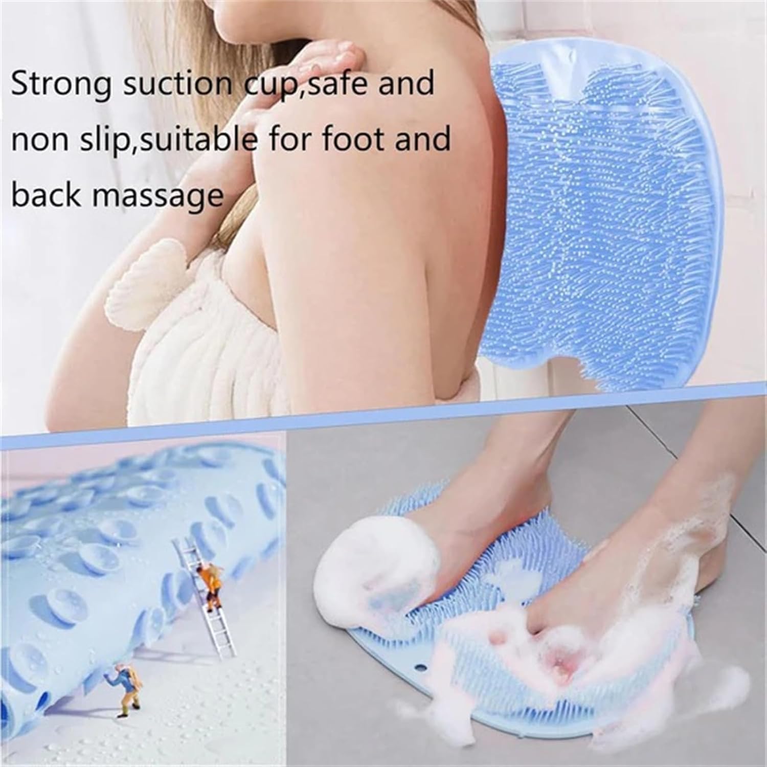 Gilusen Hands-Free Foot Scrubber Mat with Suction Cups Yellow