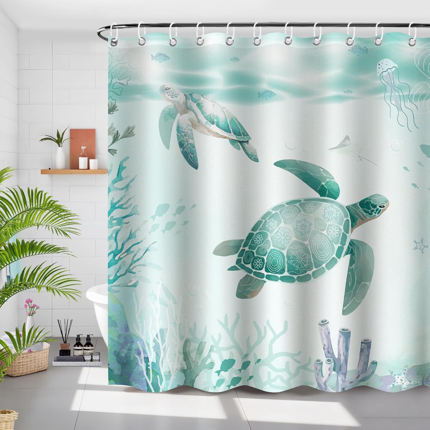 LSYDCARM Sea Turtle Shower Curtain 71x71 Waterproof