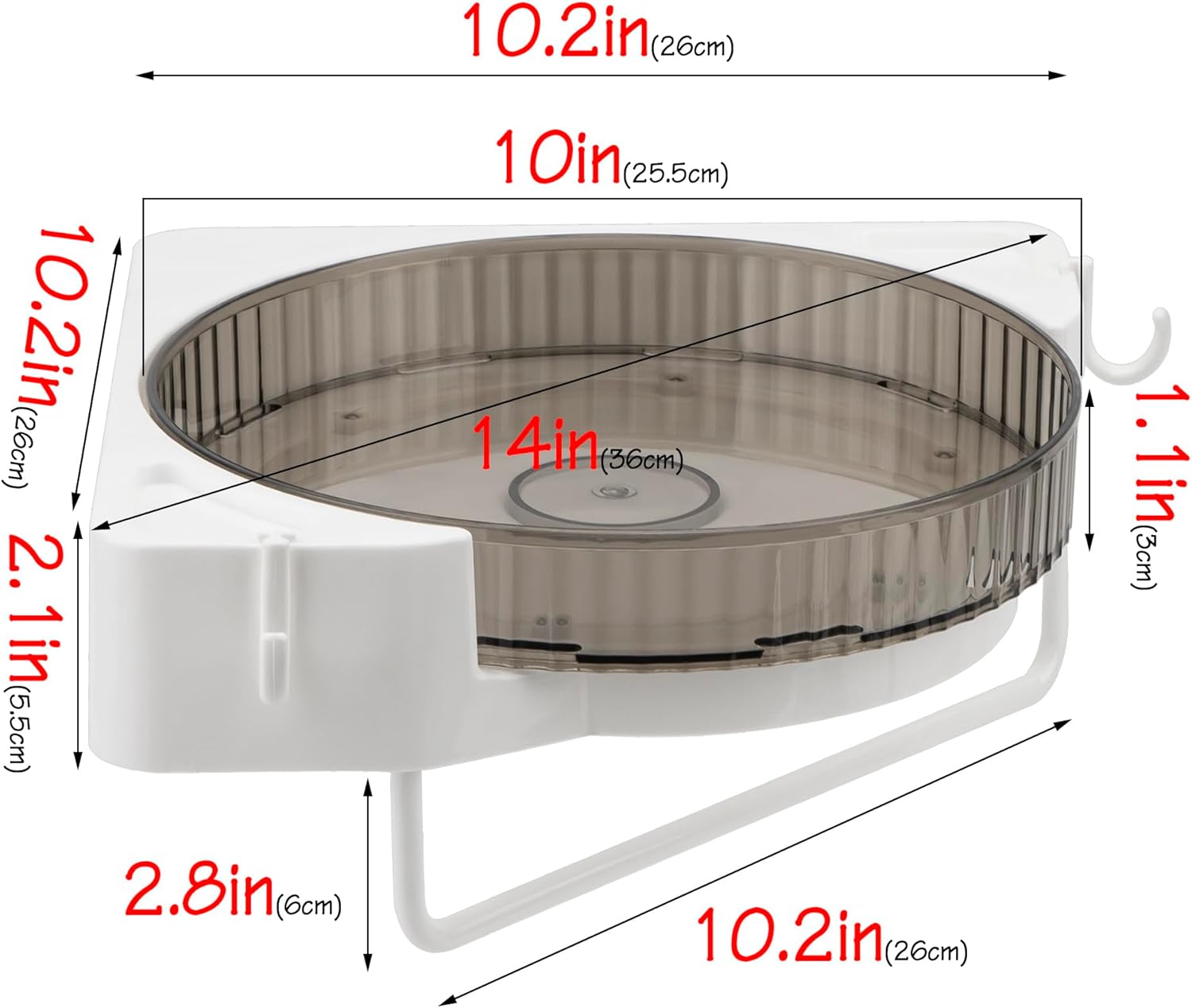Rotating Corner Shower Caddy with Hooks and Towel Bar