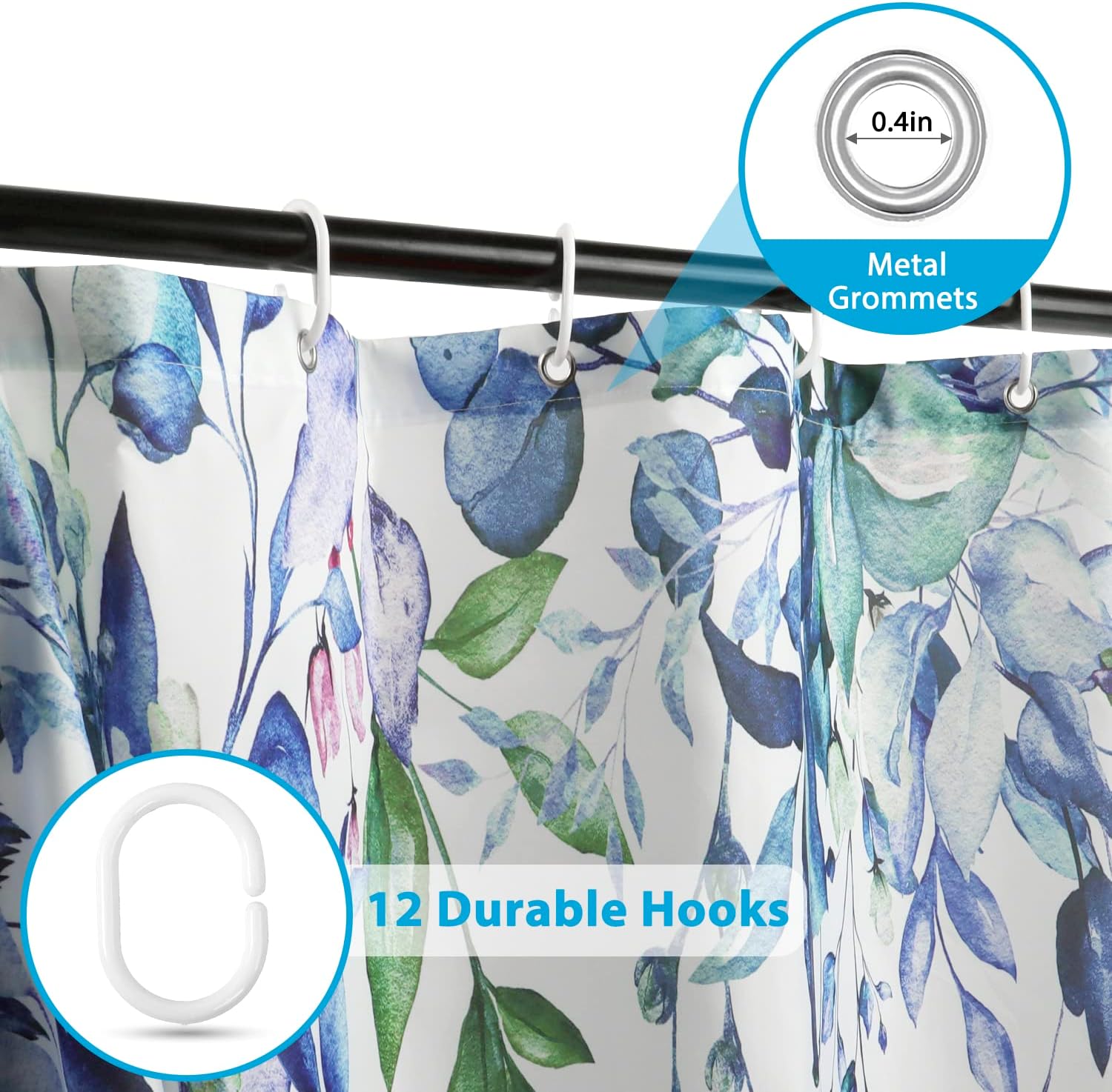 Extra Long Eucalyptus Leaves Shower Curtain 72x84 Inch