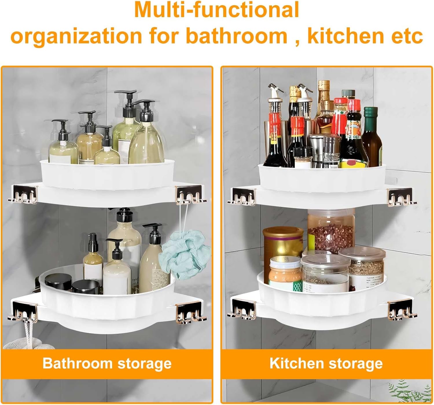 2 Pack Corner Shower Caddy with 360 Rotate