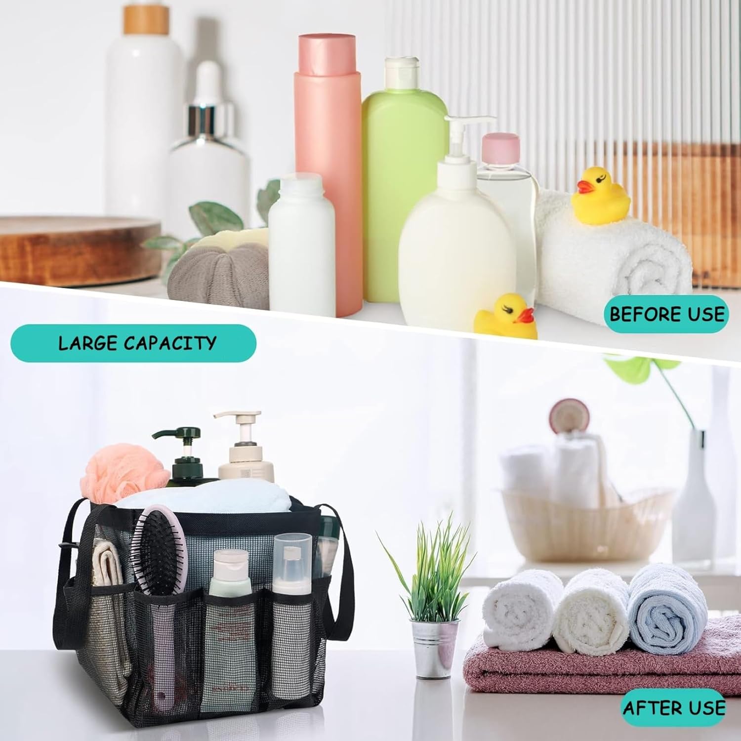 TQQEPOOL Mesh Shower Caddy with 7 Pockets