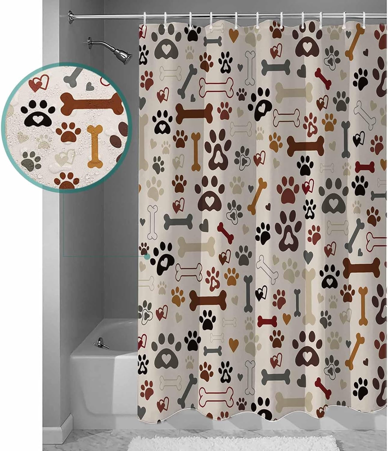 ZOE GARDEN Dog Claws Love Shower Curtain Set