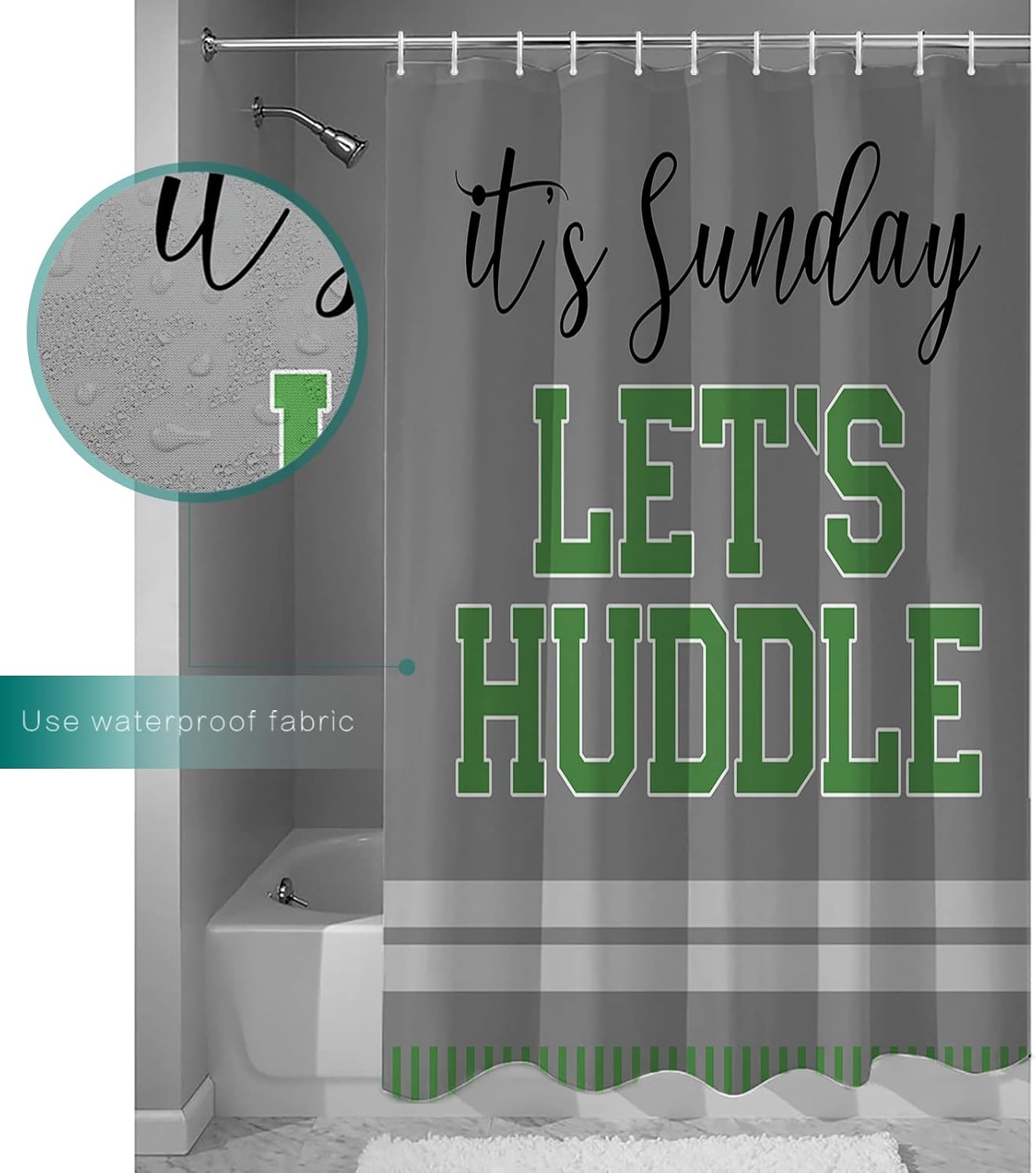 ZOE GARDEN Grey Football Shower Curtain Set with Hooks